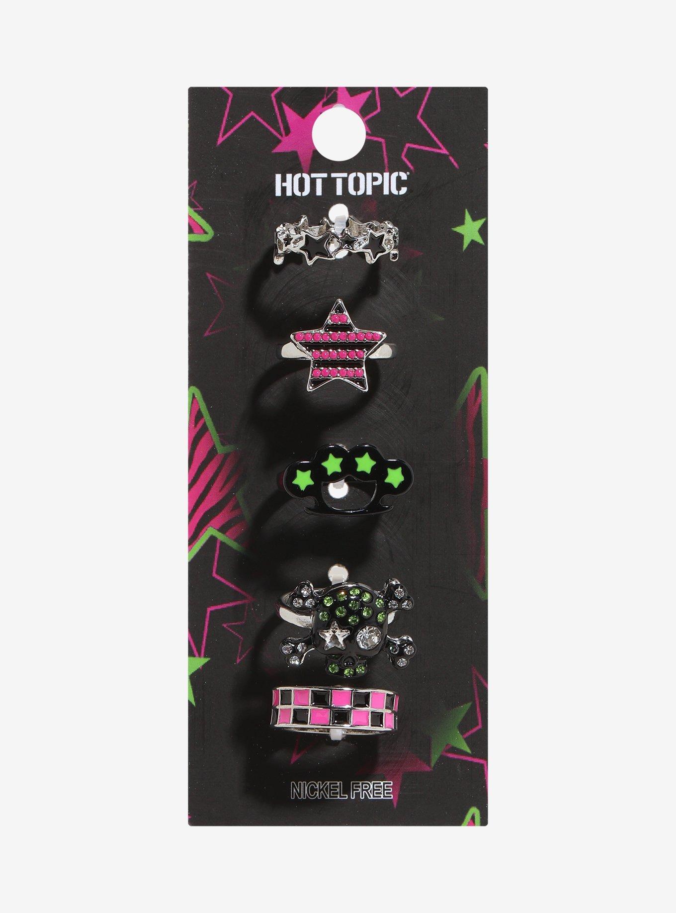 Punk Star Skull Neon Ring Set, , hi-res