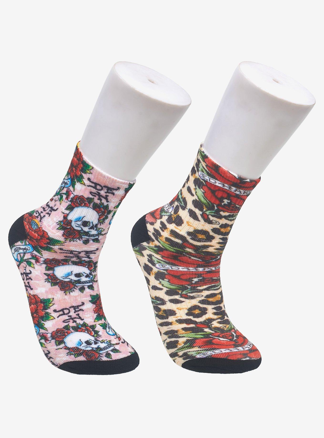 Ed Hardy Ladies 360 Digital Mid Crew 2-Pack Socks, , hi-res