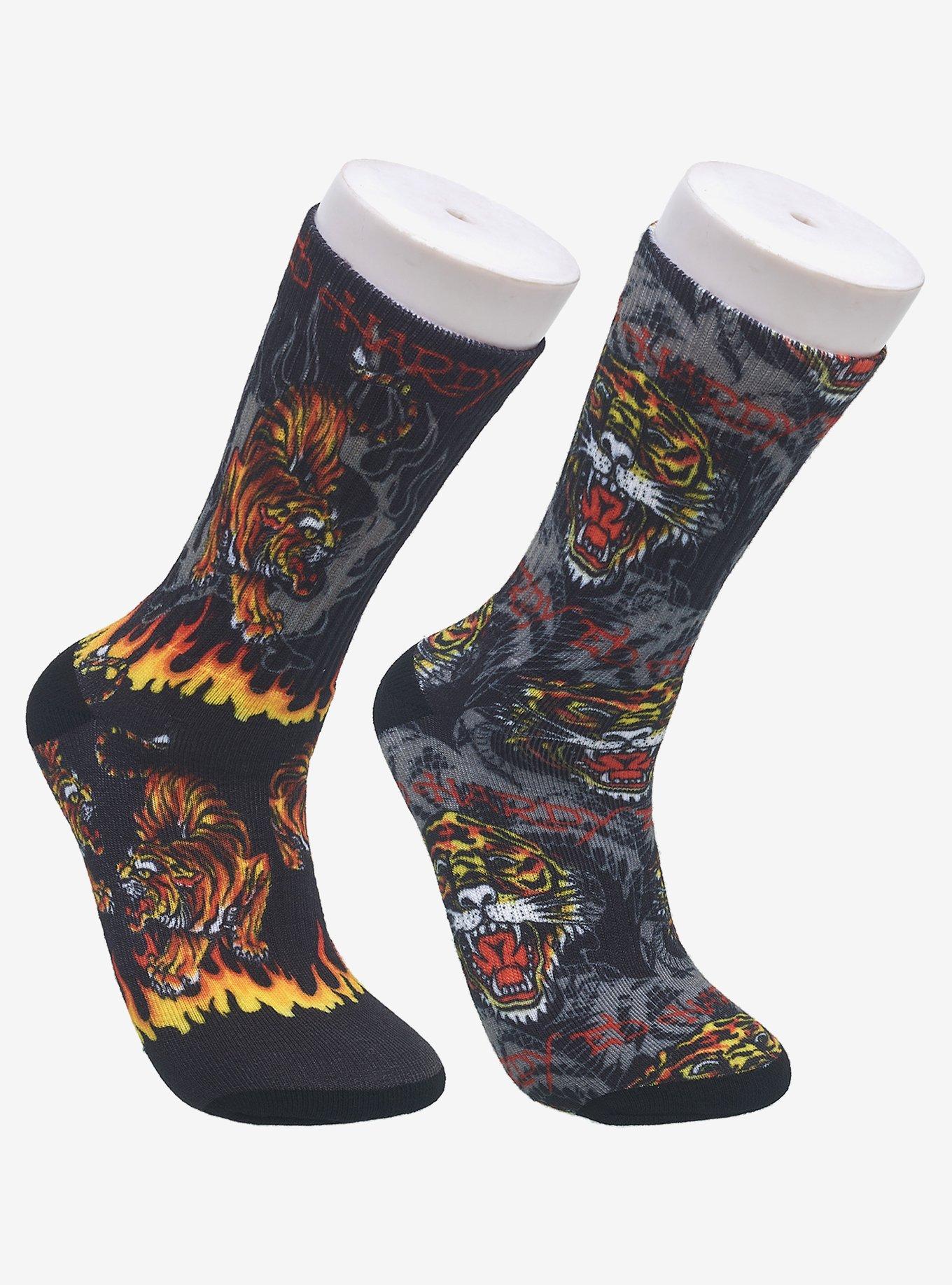 Ed Hardy Prowling Tiger 360 Printed Crew 2-Pack Men's Socks, , hi-res
