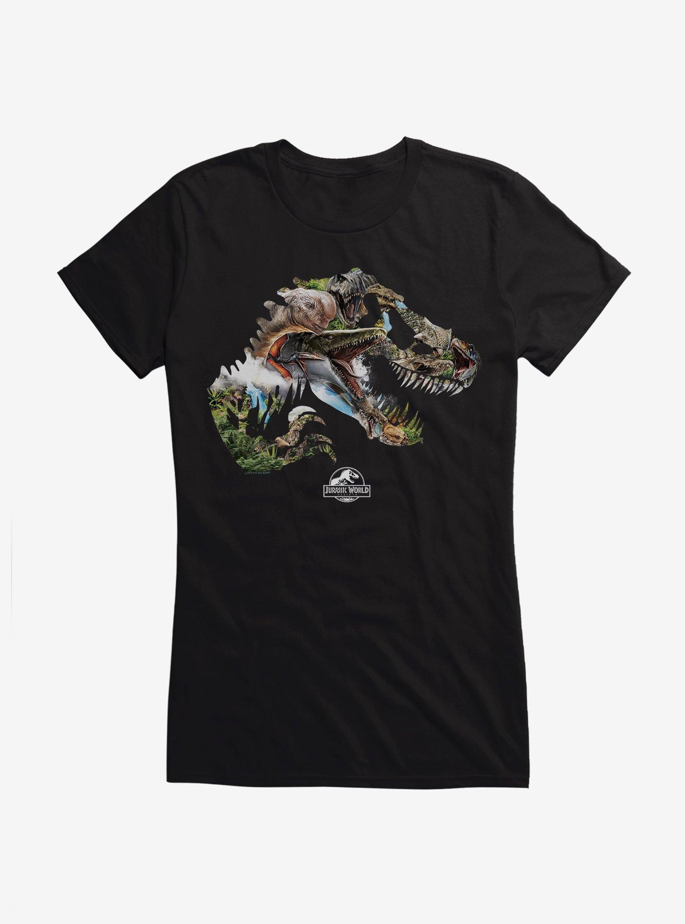 Jurassic World Rebirth Dinosaur Collage Logo Girls T-Shirt, , hi-res