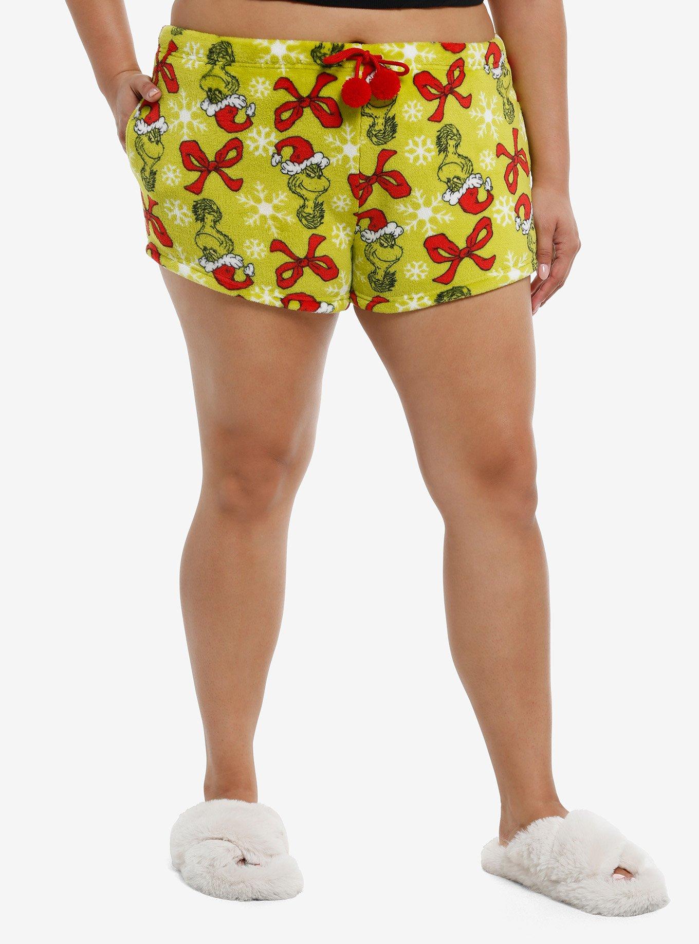 Dr. Seuss How The Grinch Stole Christmas! Plush Girls Lounge Shorts Plus Size, , hi-res