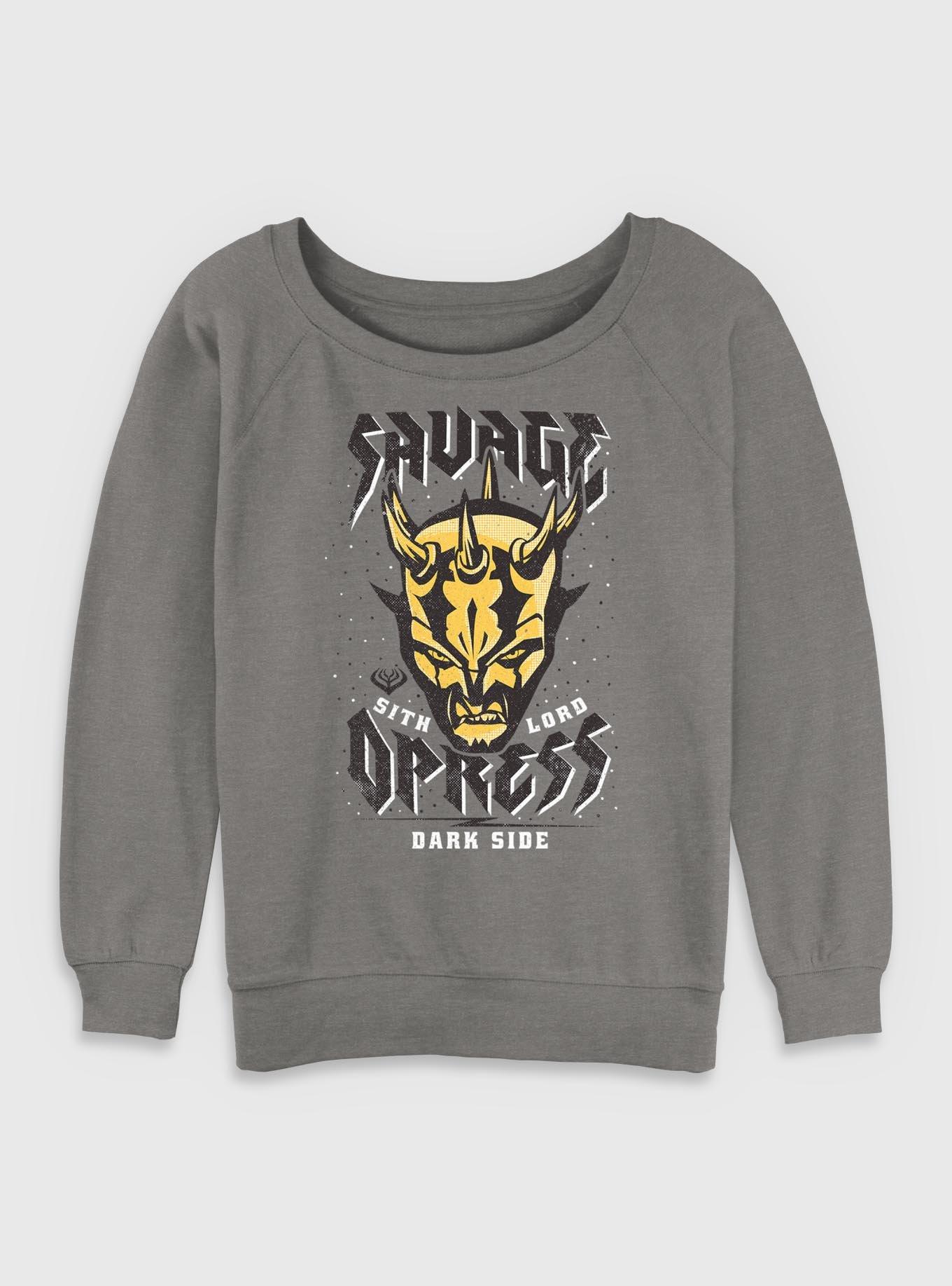Star Wars: The Clone Wars Sith Lord Savage Womens Slouchy Sweatshirt, GRAY HTR, hi-res