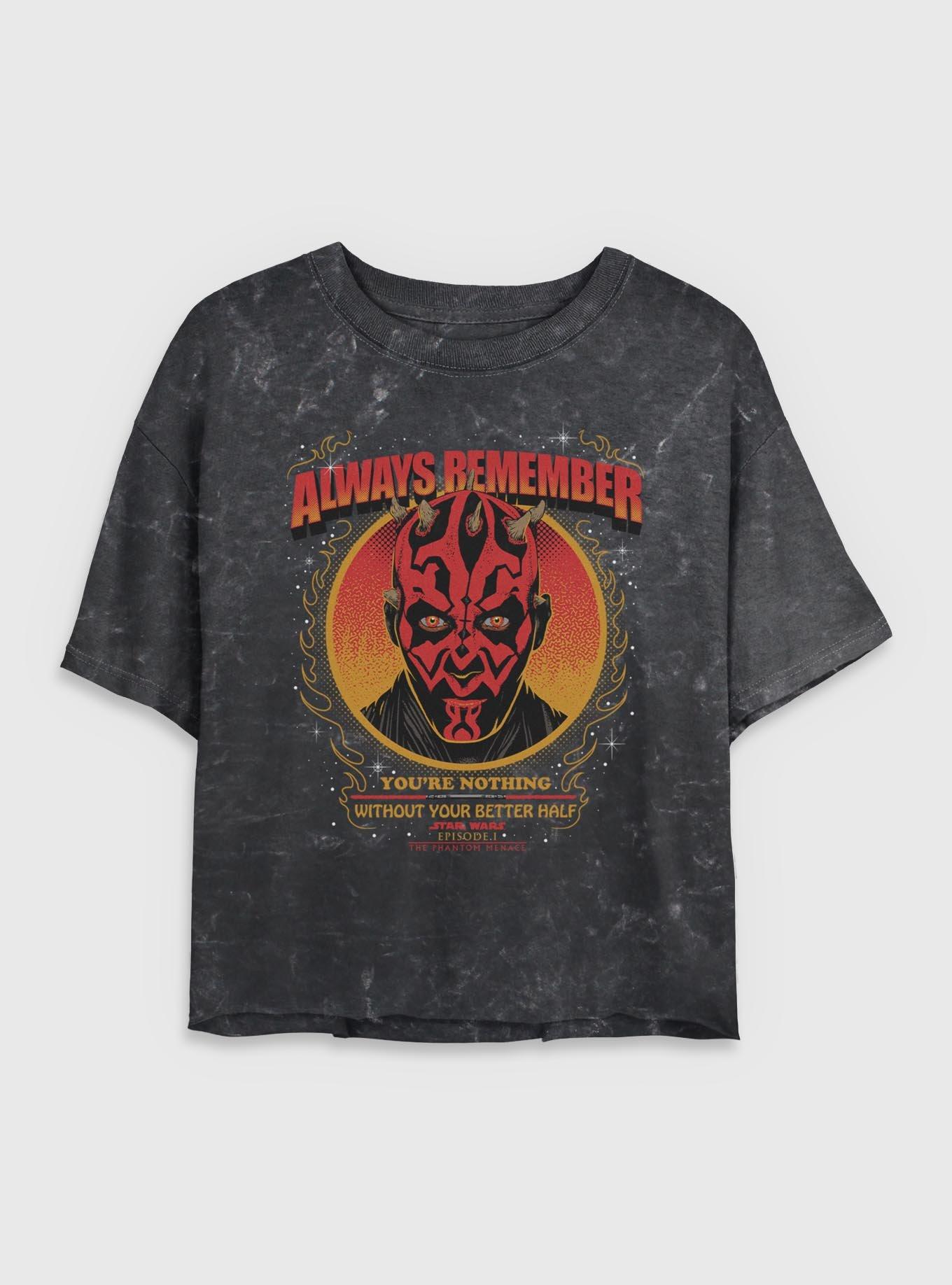 Star Wars Always Remember Darth Maul Mineral Wash Womens Crop T-Shirt, , hi-res