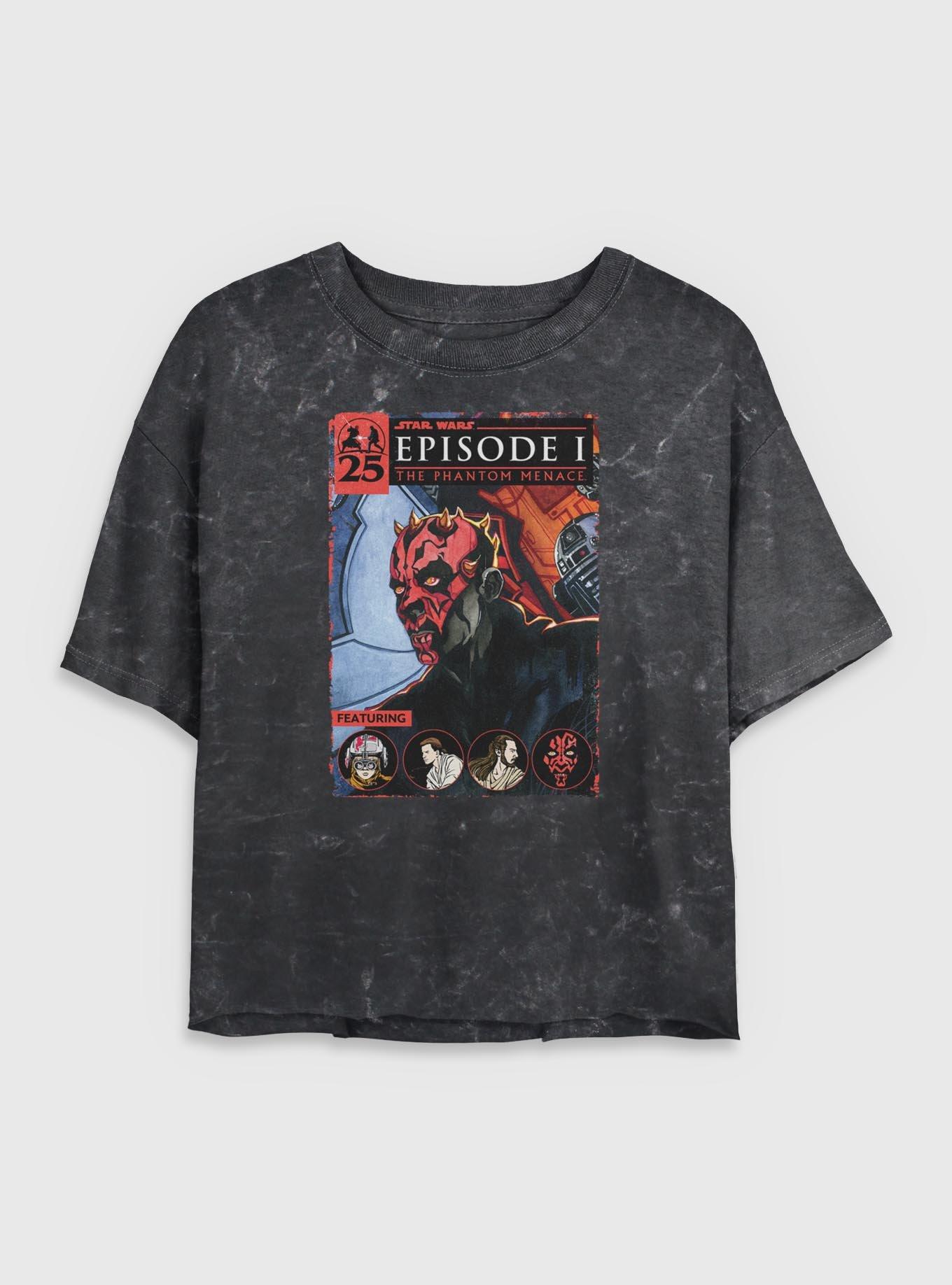 Star Wars Darth Maul Cover Mineral Wash Womens Crop T-Shirt, BLACK, hi-res