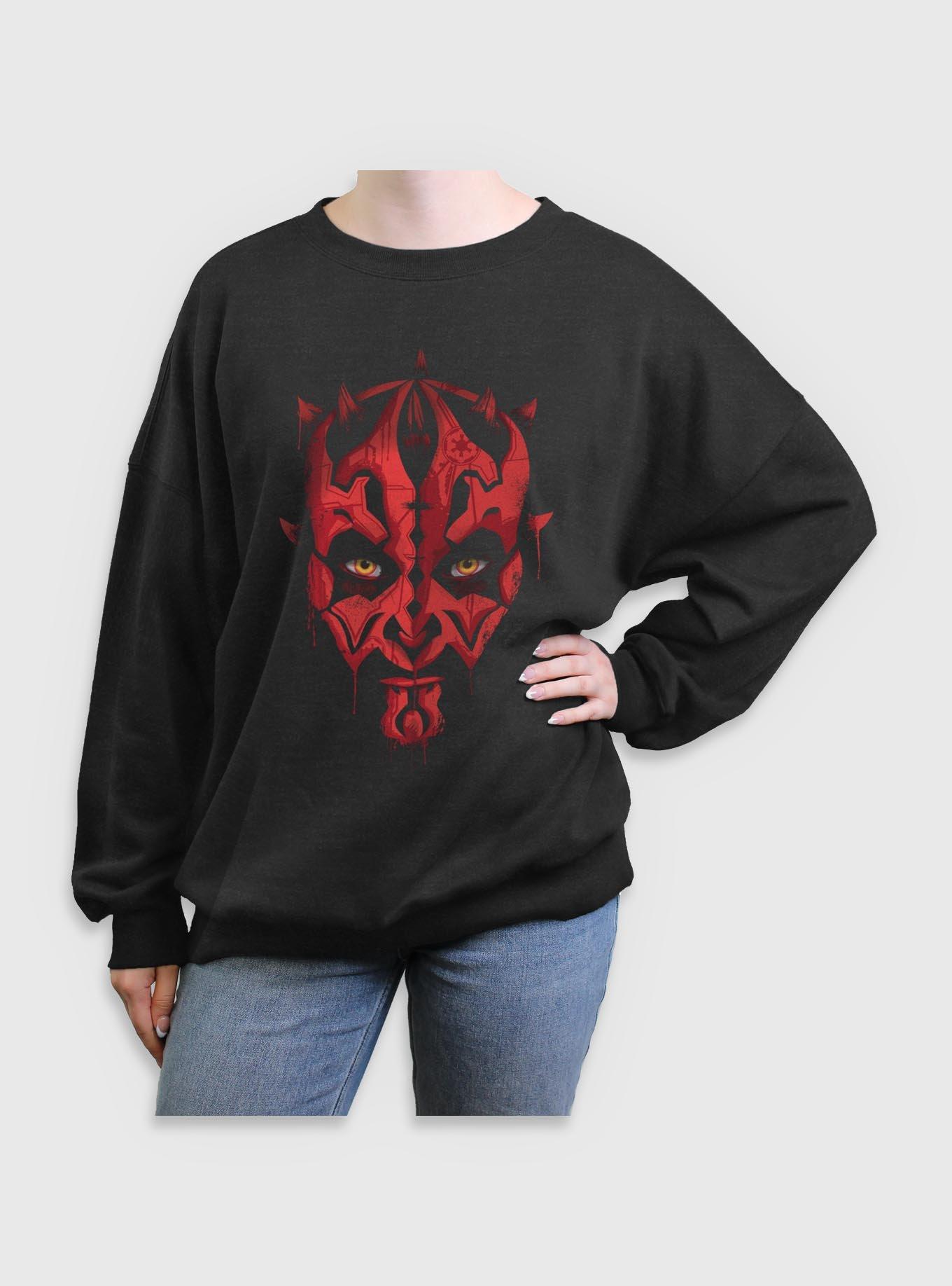 Star Wars Darth Maul Paint  Womens Oversized Sweatshirt, CHAR HTR, hi-res