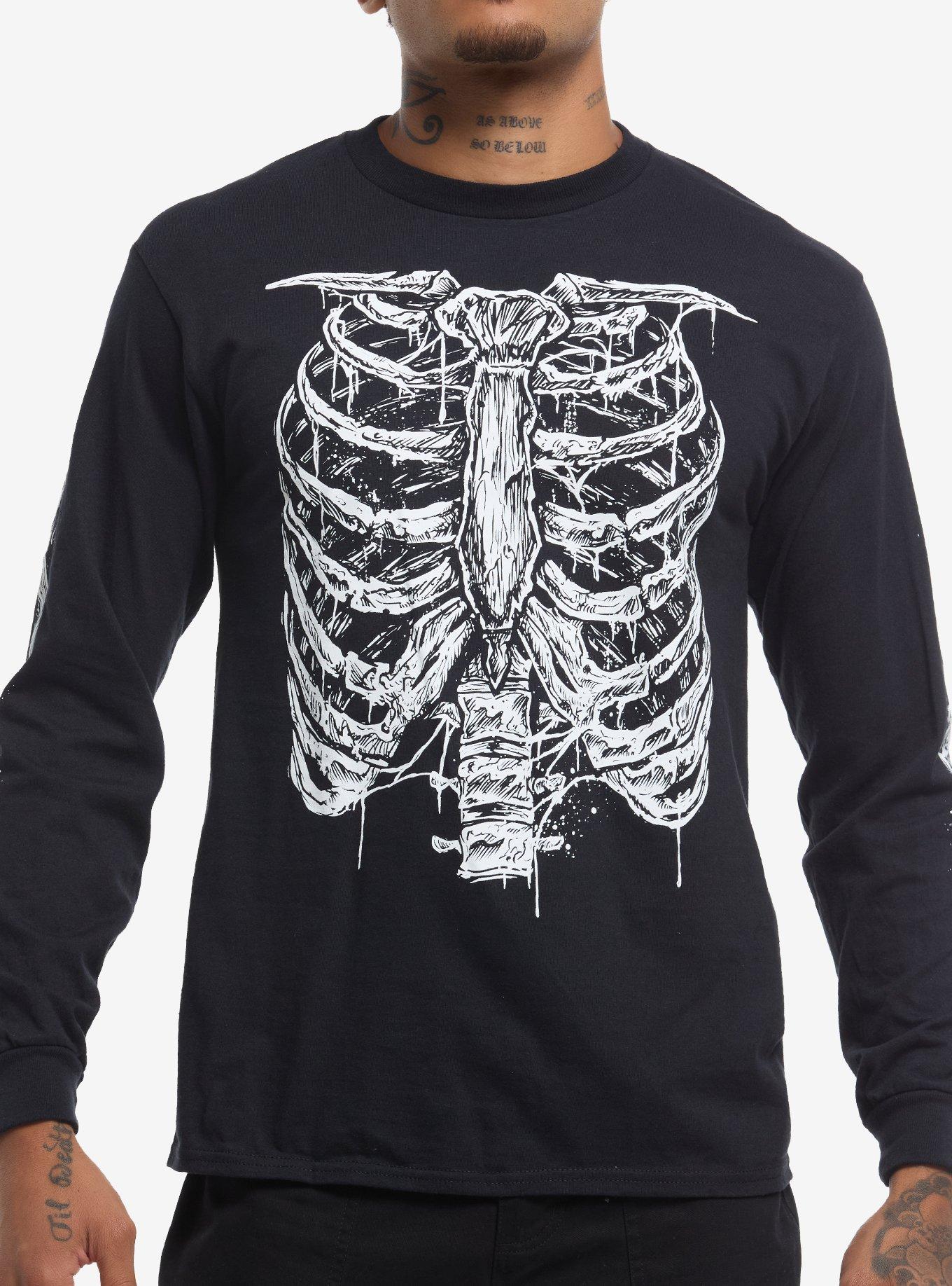 Skeleton Rib Cage Long-Sleeve T-Shirt By Vertebrae33, , hi-res