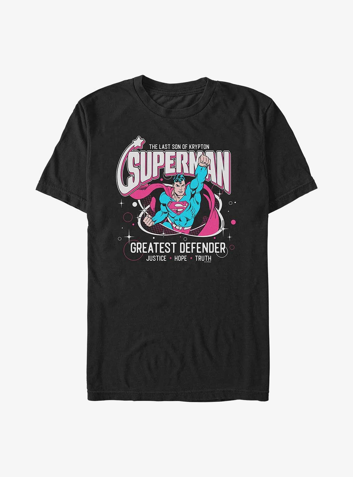 DC Superman Greatest Defender Big & Tall T-Shirt Hot Topic Exclusive, BLACK, hi-res
