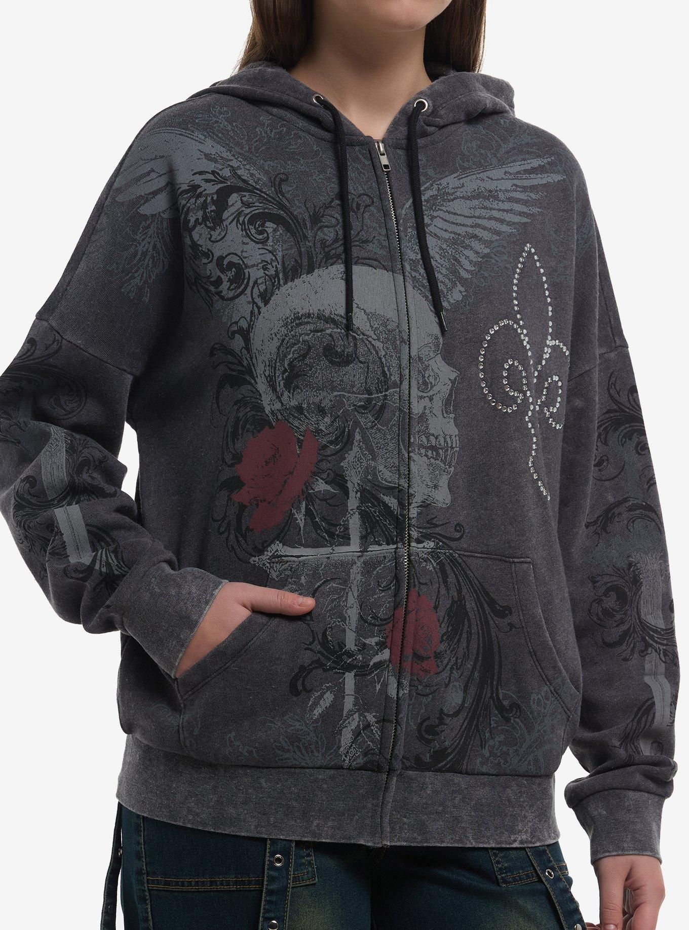 Skull Wing & Cross Girls Hoodie, , hi-res