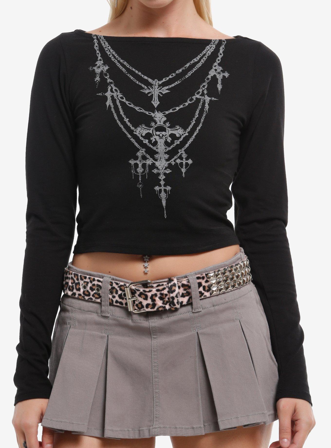 Social Collision Cross Chain Girls Long-Sleeve Top, , hi-res