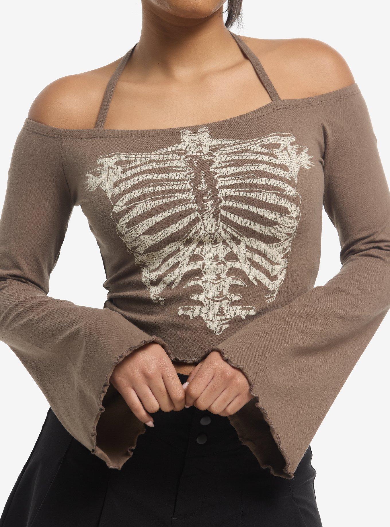 Brown Rib Cage Girls Cold-Shoulder Top | Hot Topic