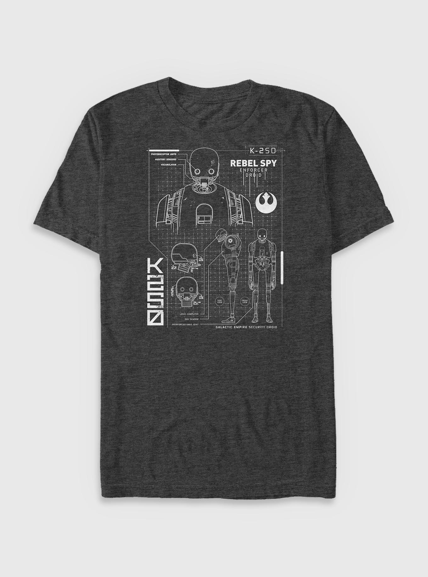 Star Wars Rogue One: A Star Wars Story K-2SO Schematic Big & Tall T-Shirt, CHAR HTR, hi-res