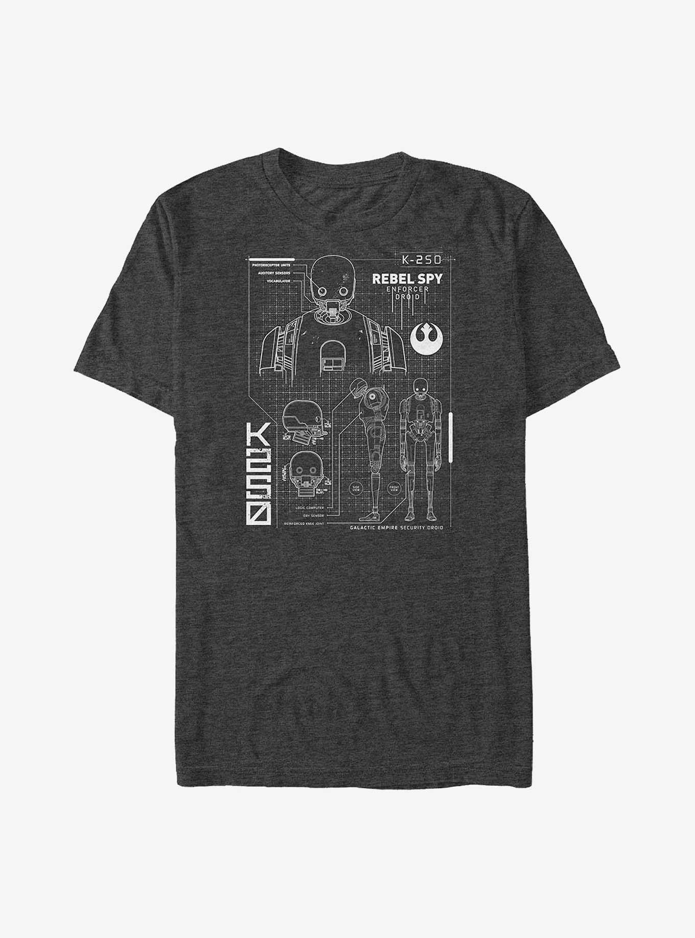 Star Wars Rogue One: A Star Wars Story K-2SO Schematic Big & Tall T-Shirt, CHAR HTR, hi-res
