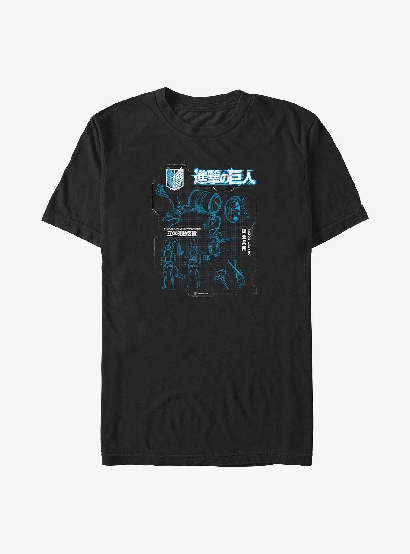 Attack on Titan Backpack Blueprint Big & Tall T-Shirt, BLACK, hi-res