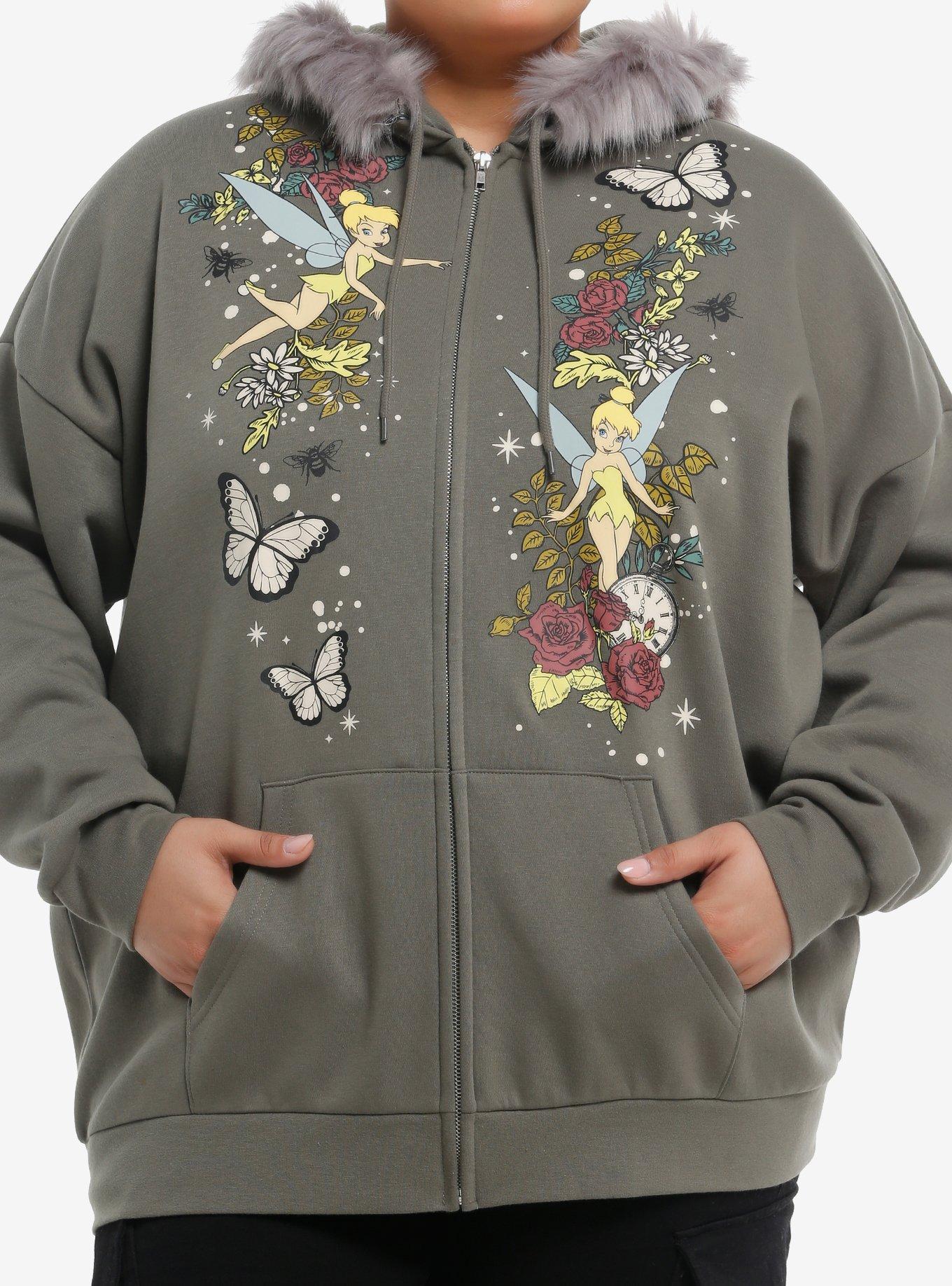 Disney Peter Pan Tinker Bell Fuzzy Hood Girls Hoodie Plus Size, , hi-res