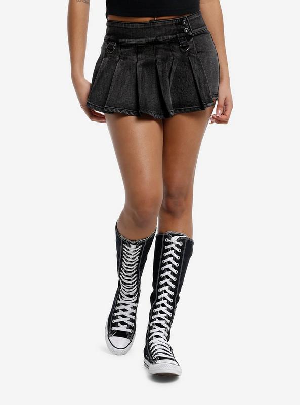 Grey Wash Pleated Skort