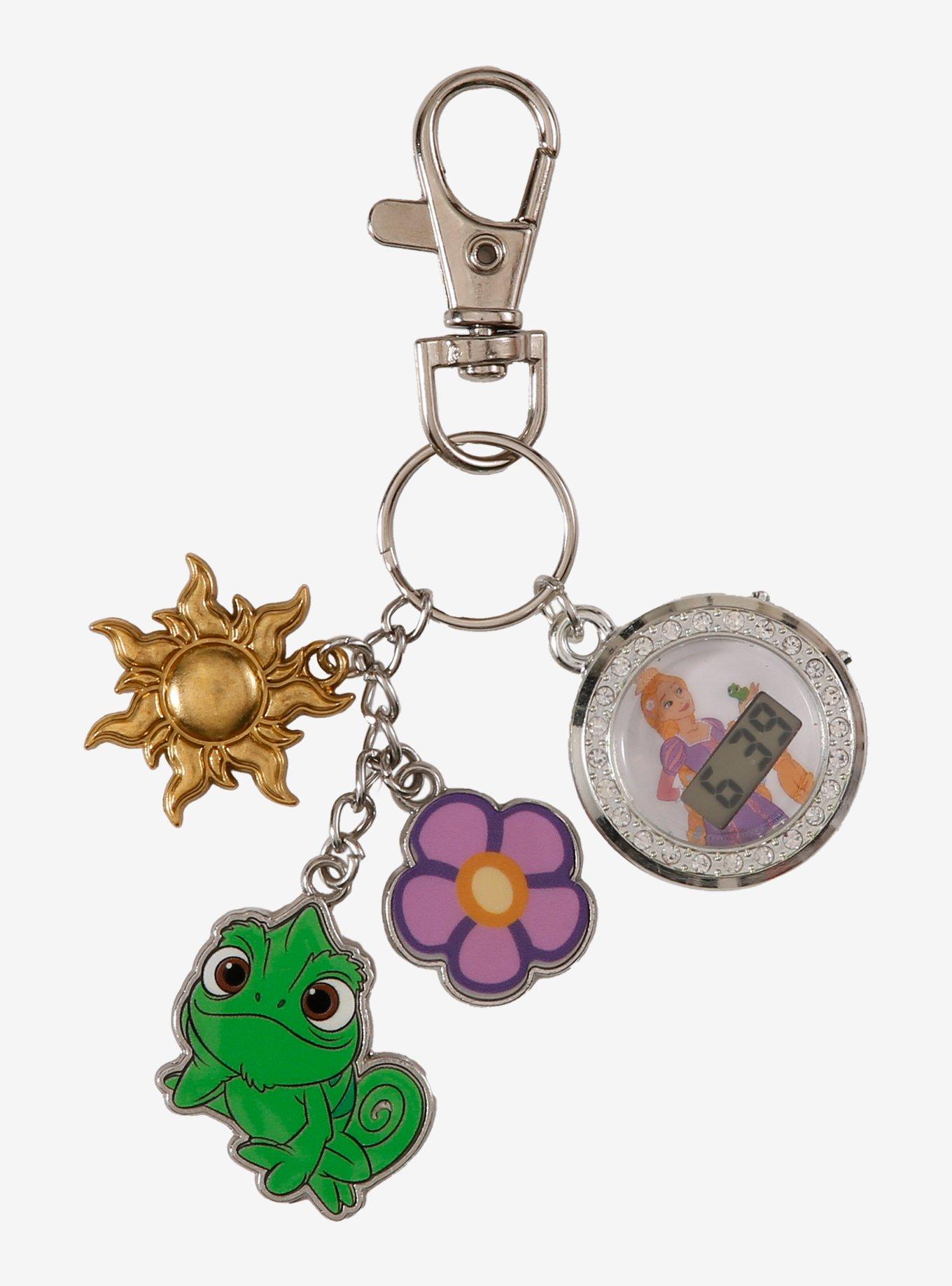 Disney Tangled Pascal & Rapunzel Digital Watch Multi-Charm Keychain - BoxLunch Exclusive, , hi-res