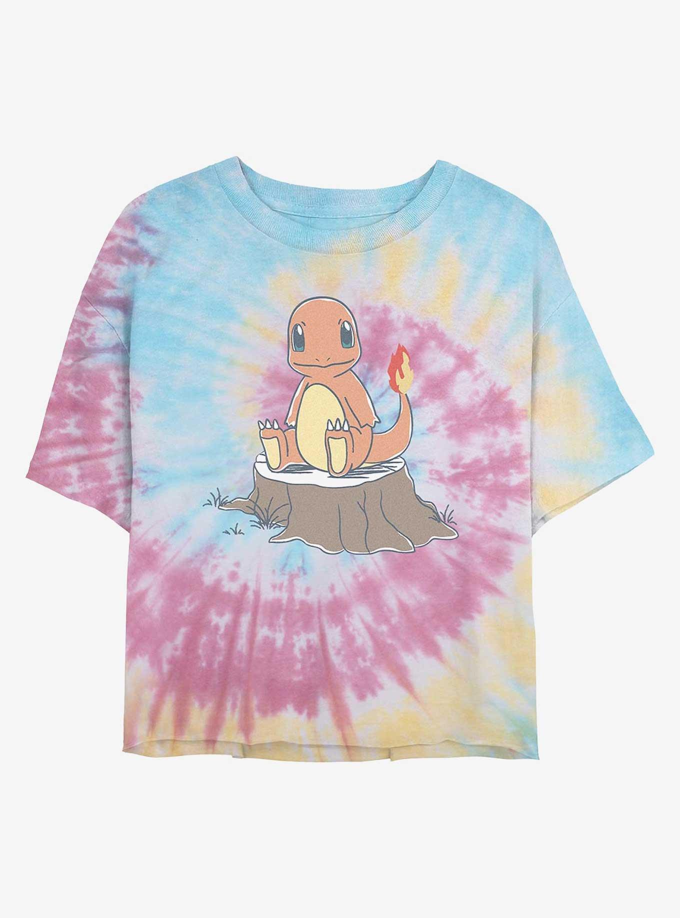 Pokemon Charmander Sketch Girls Tye-Dye Crop T-Shirt, , hi-res