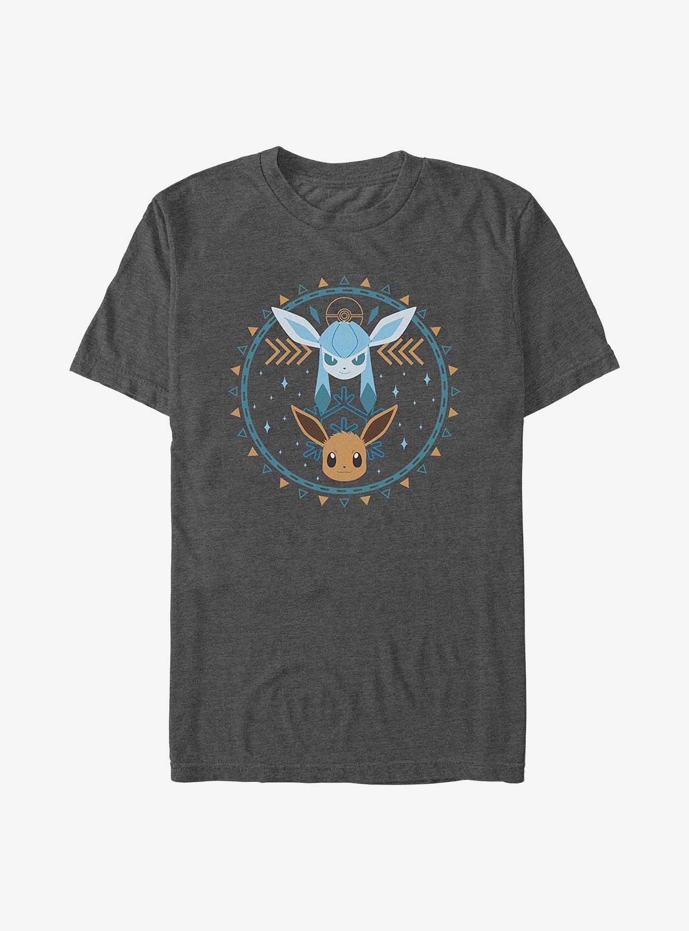 Pokemon Evee Glaceon Circle T-Shirt, CHAR HTR, hi-res
