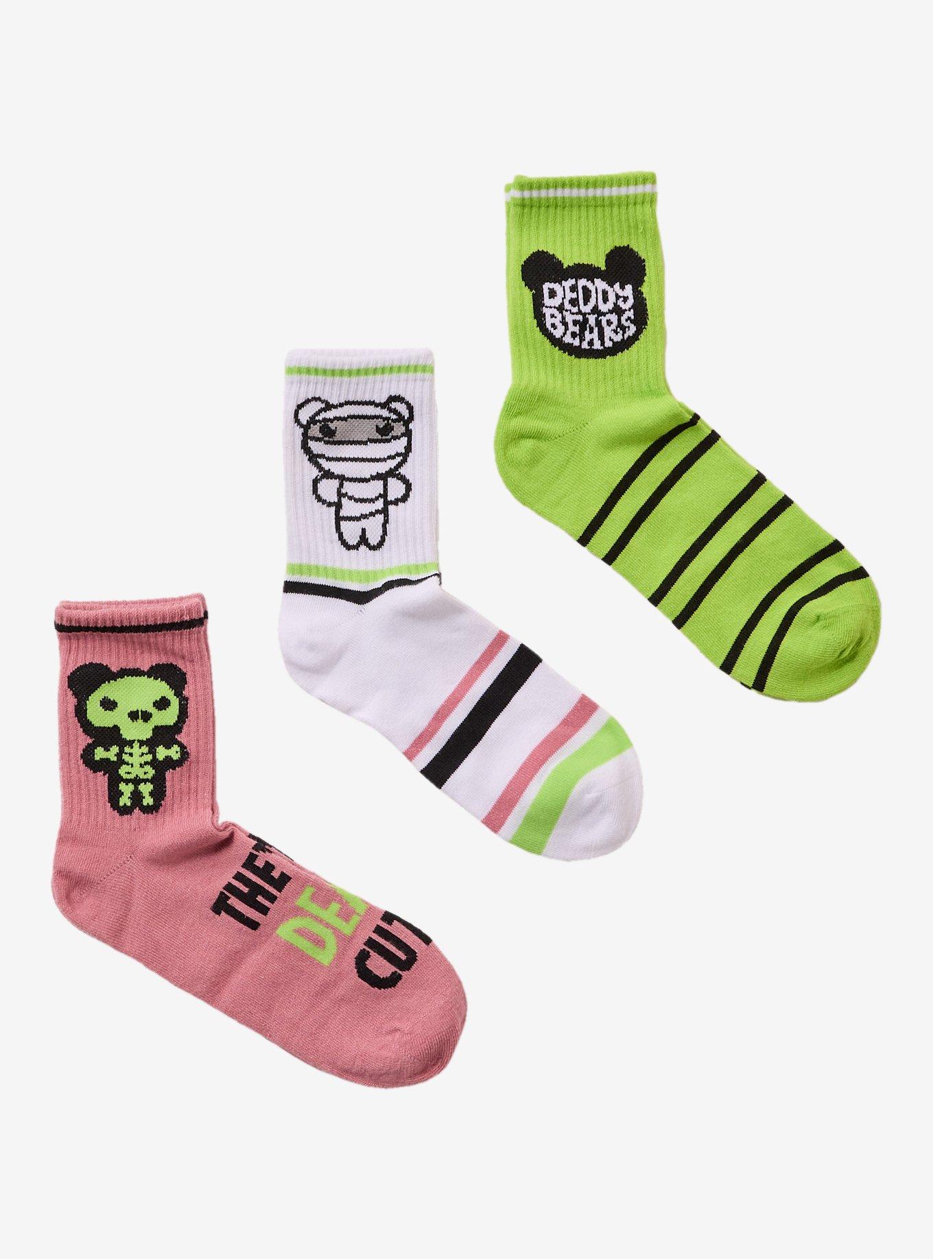 Deddy Bears Dead Cute Crew Socks 3 Pair, , hi-res