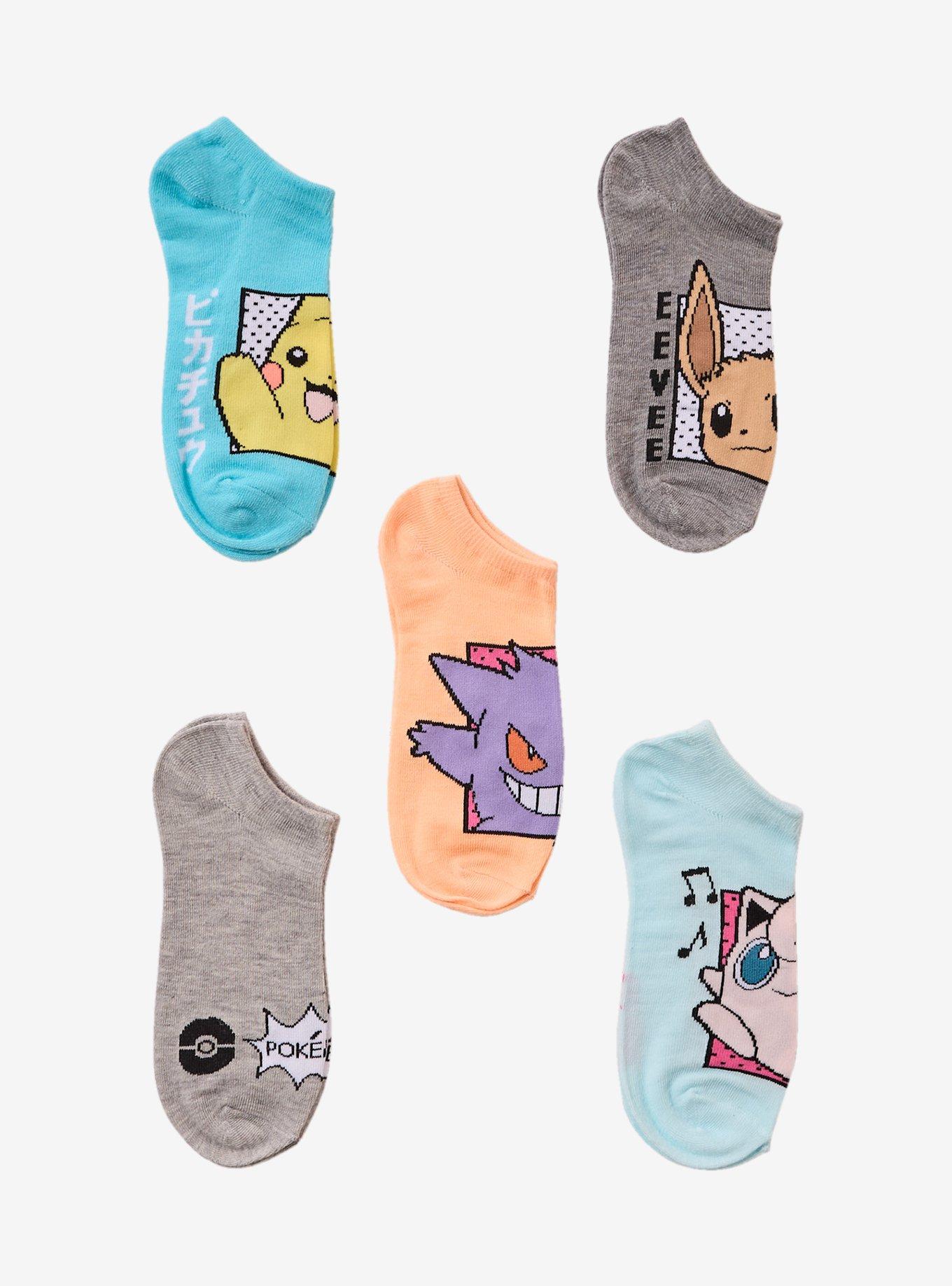 Pokémon Faces No-Show Socks 5 Pair, , hi-res