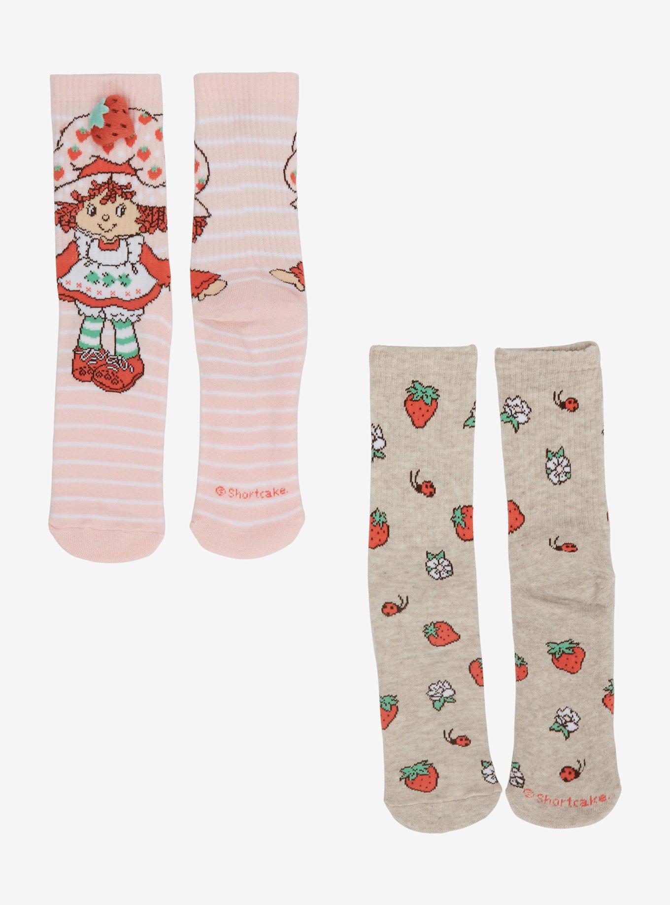 Strawberry Shortcake Plush Strawberry Retro Crew Socks 2 Pair, , hi-res