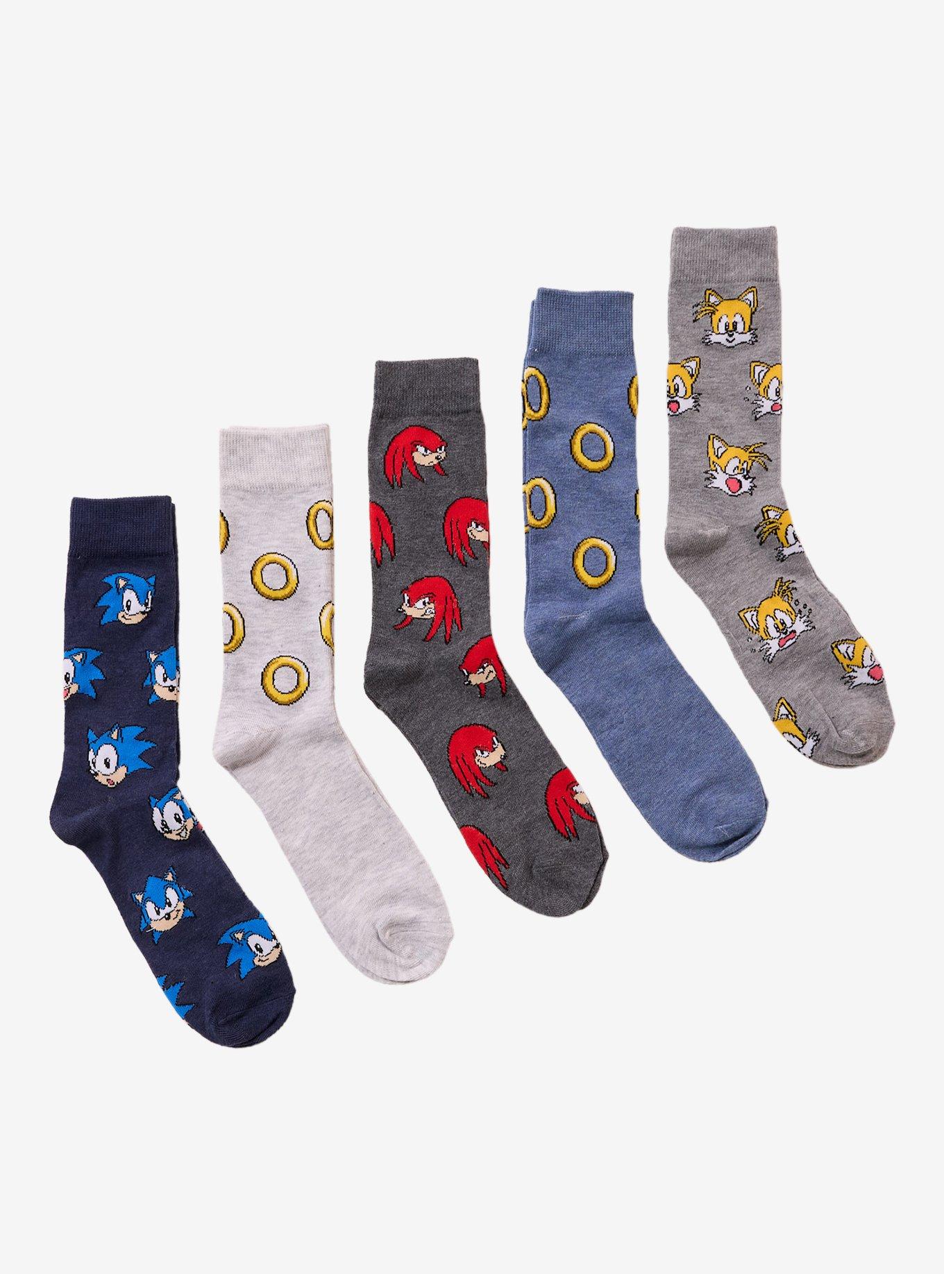 Sonic The Hedgehog Characters & Rings Crew SOcks 5 Pair, , hi-res