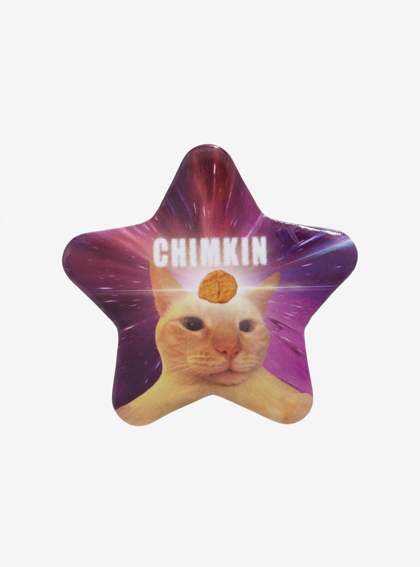 Chimkin Cat Star Button Pin