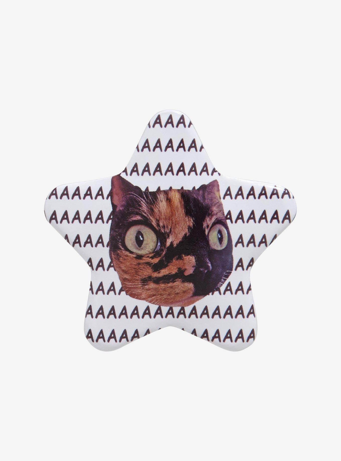 Screaming Cat Star Button Pin, , hi-res