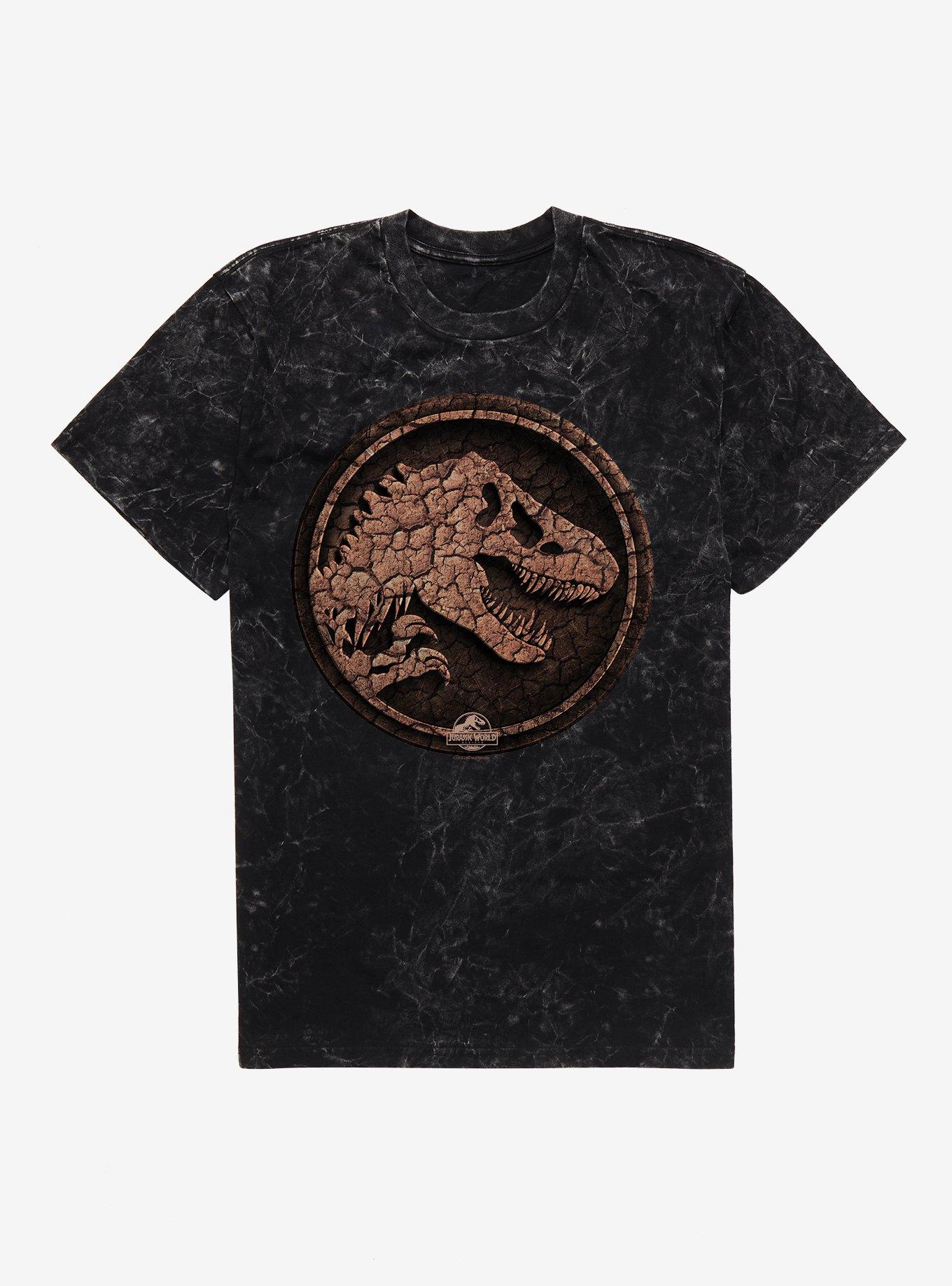 Jurassick World Rebirth Land Logo Mineral Wash T-Shirt, , hi-res