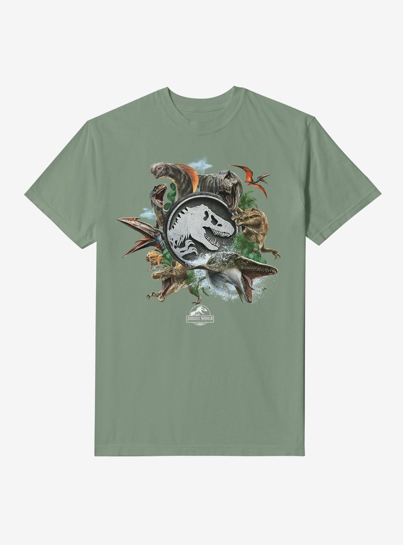 Jurassick World Rebirth Dinosaurs Garment-Dyed T-Shirt, MOSS, hi-res