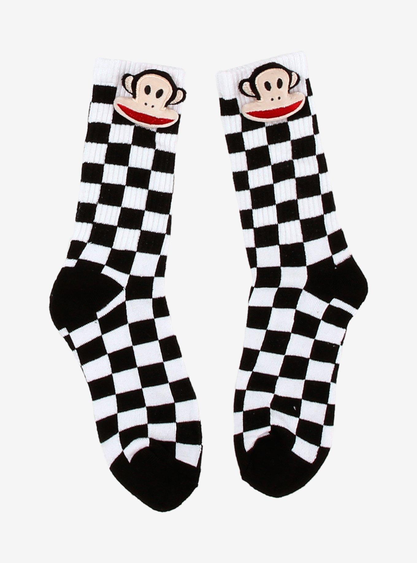 Paul Frank Black & White Checker 3D Plush Crew Socks, , hi-res