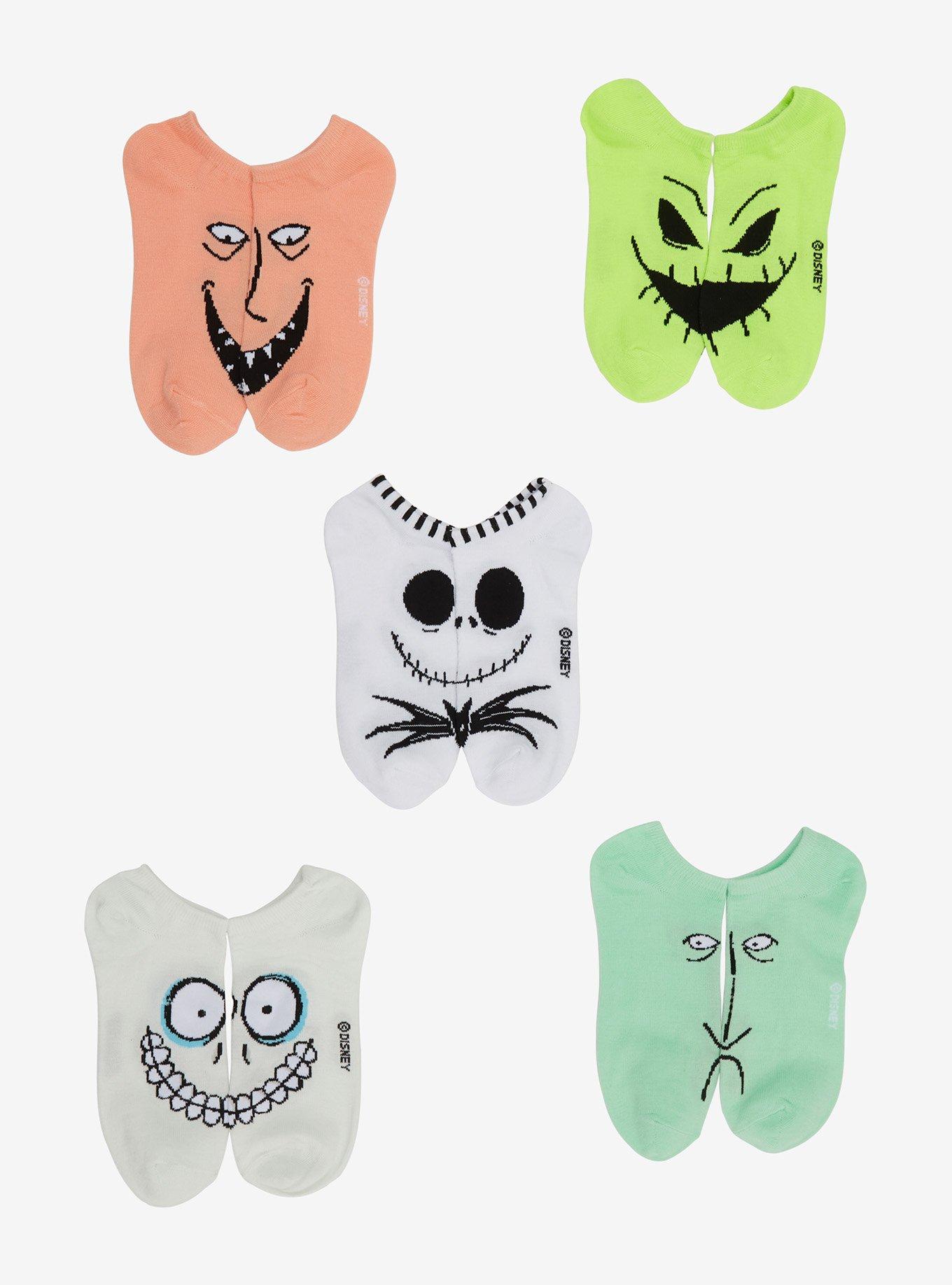 The Nightmare Before Christmas Character Face No-Show Socks 5 Pair, , hi-res