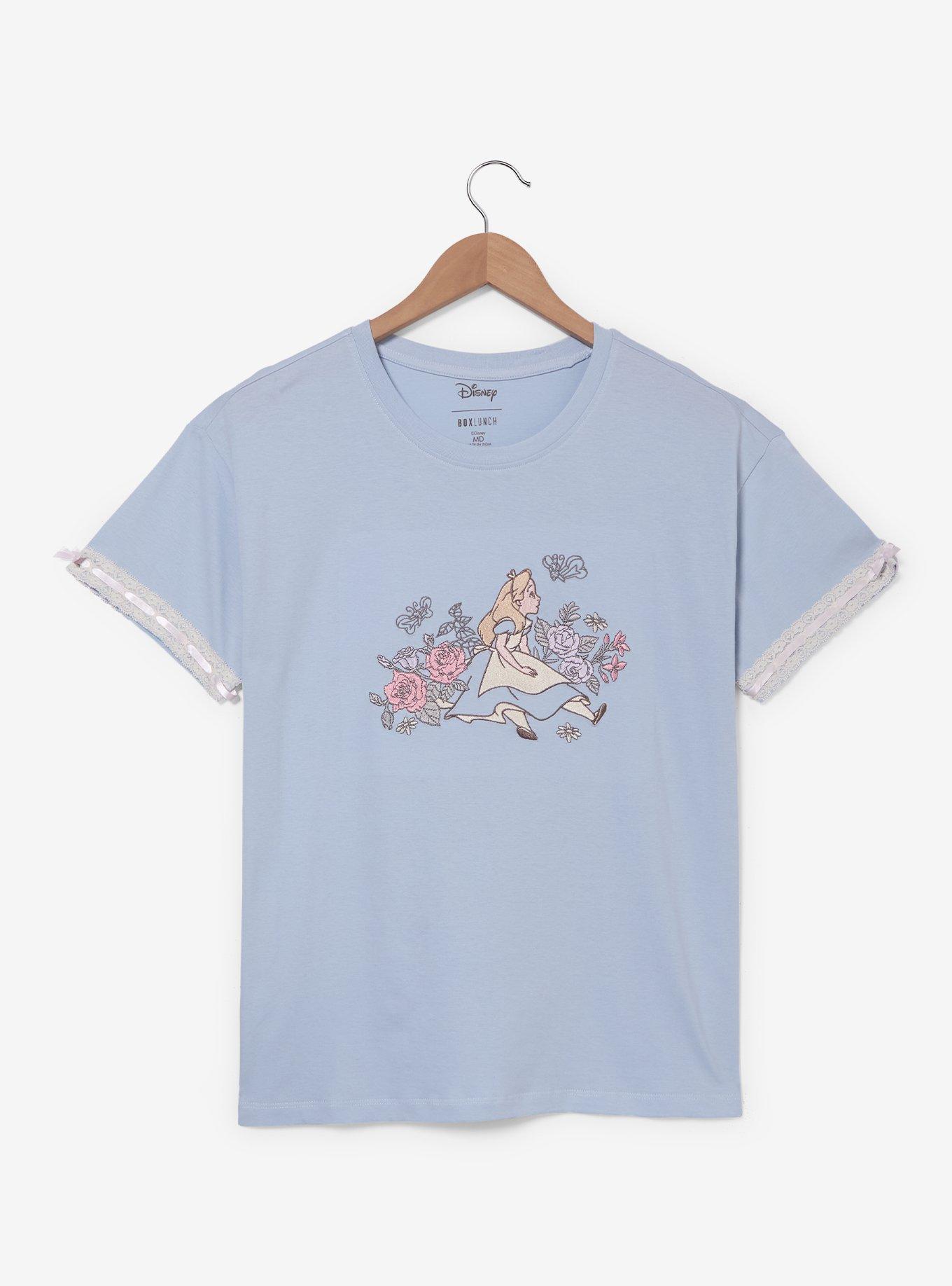 Disney Alice in Wonderland Floral Embroidered Women's T-Shirt - BoxLunch Exclusive, , hi-res