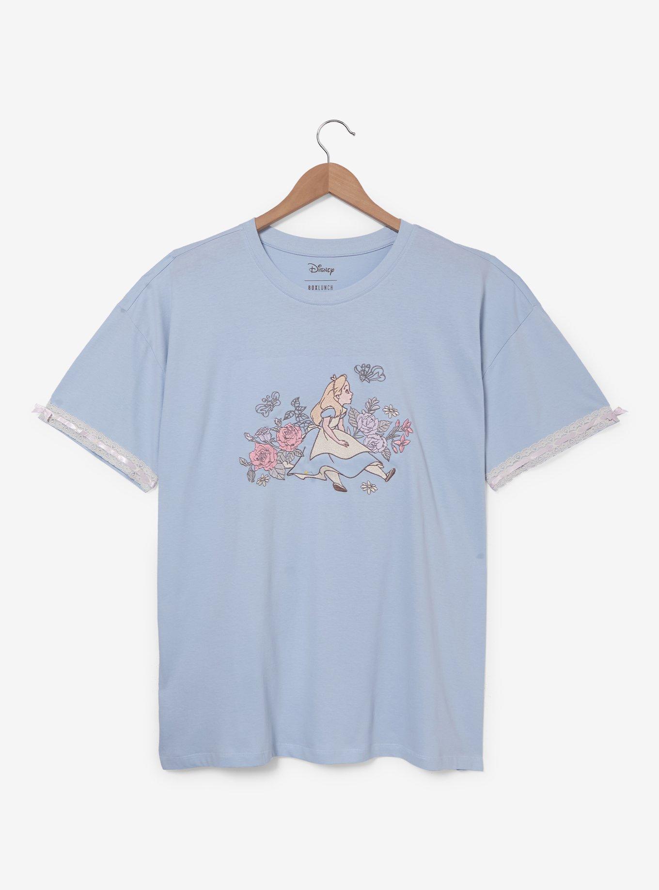 Disney Alice in Wonderland Floral Embroidered Women's Plus Size T-Shirt - BoxLunch Exclusive, , hi-res