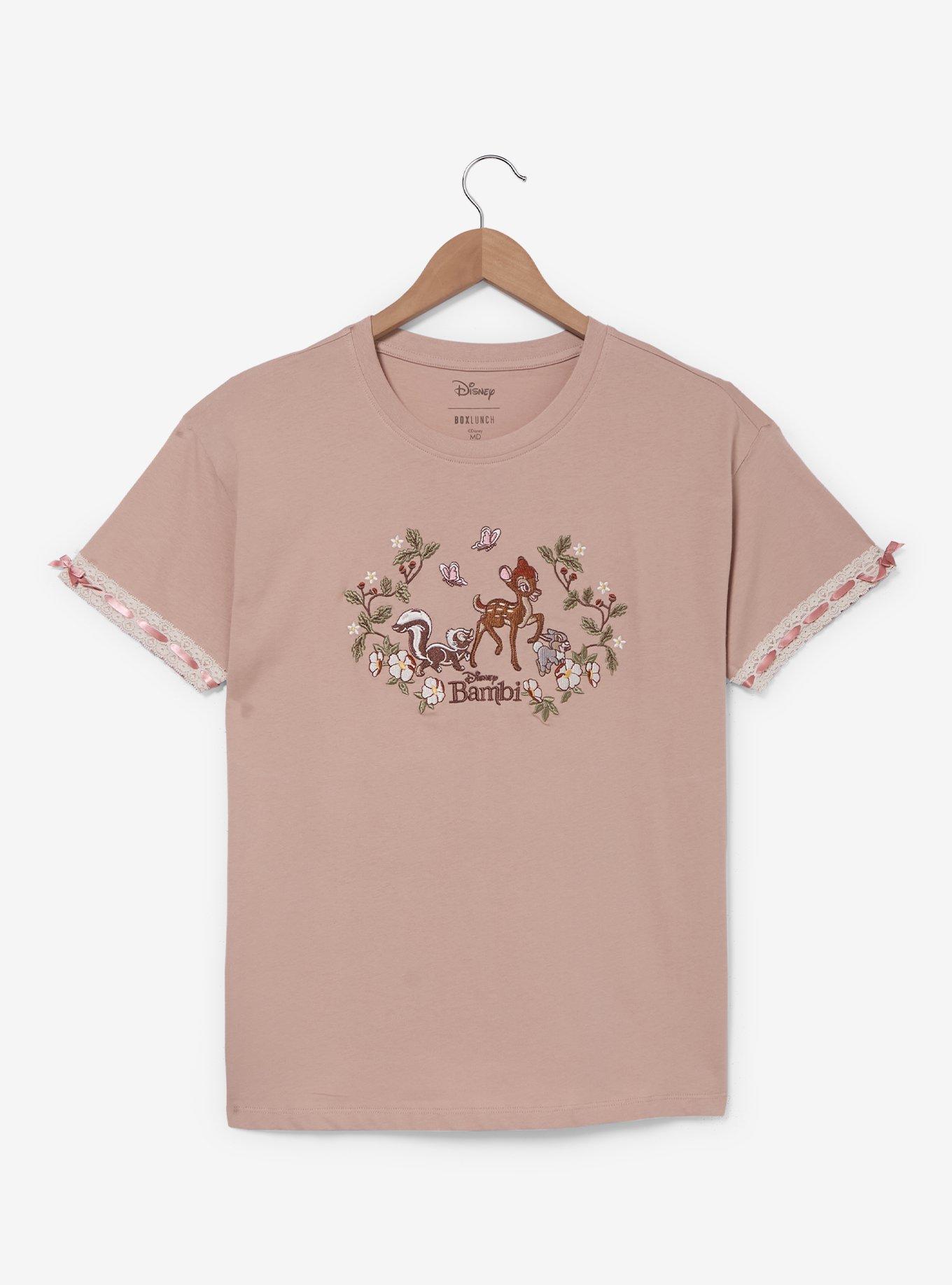 Disney Bambi Floral Embroidered Women's T-Shirt - BoxLunch Exclusive, , hi-res