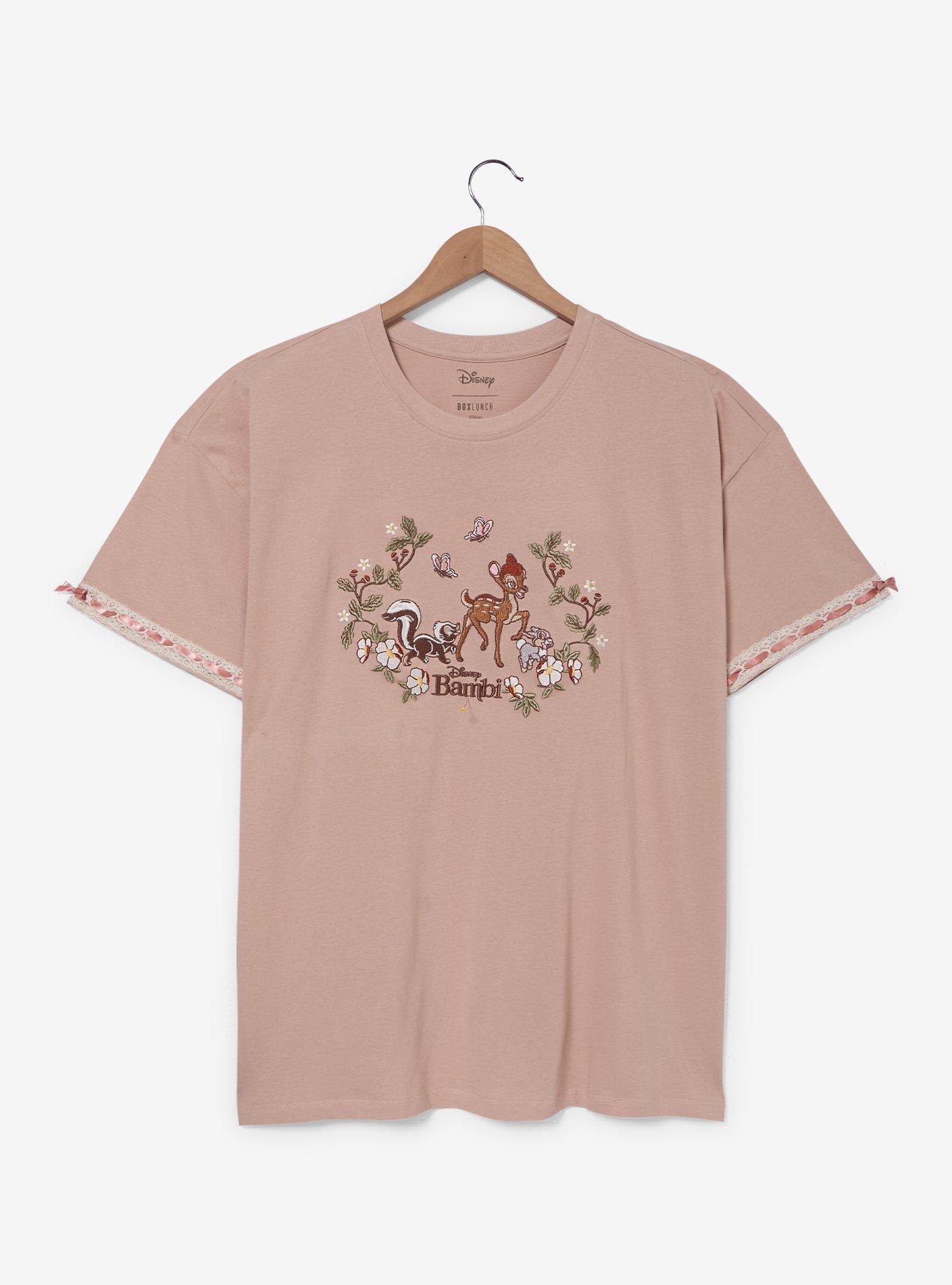 Disney Bambi Floral Embroidered Women's Plus Size T-Shirt - BoxLunch Exclusive, , hi-res