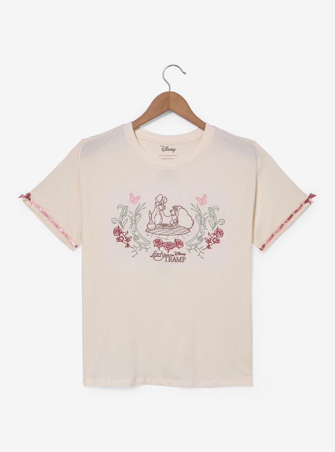 Disney The Lady and the Tramp Floral Embroidered Women's T-Shirt - BoxLunch Exclusive, , hi-res