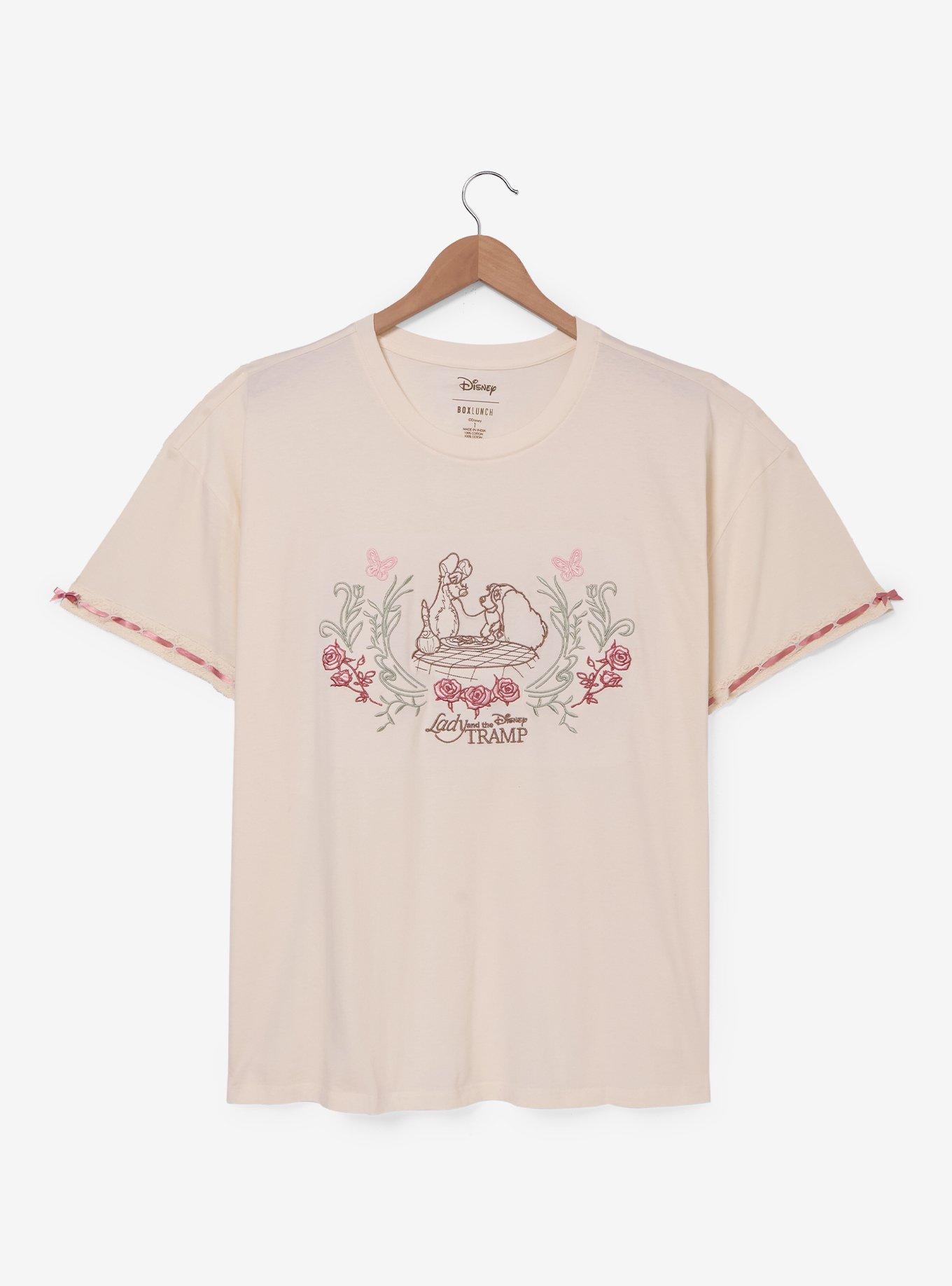 Disney The Lady and the Tramp Floral Embroidered Women's Plus Size T-Shirt - BoxLunch Exclusive, , hi-res