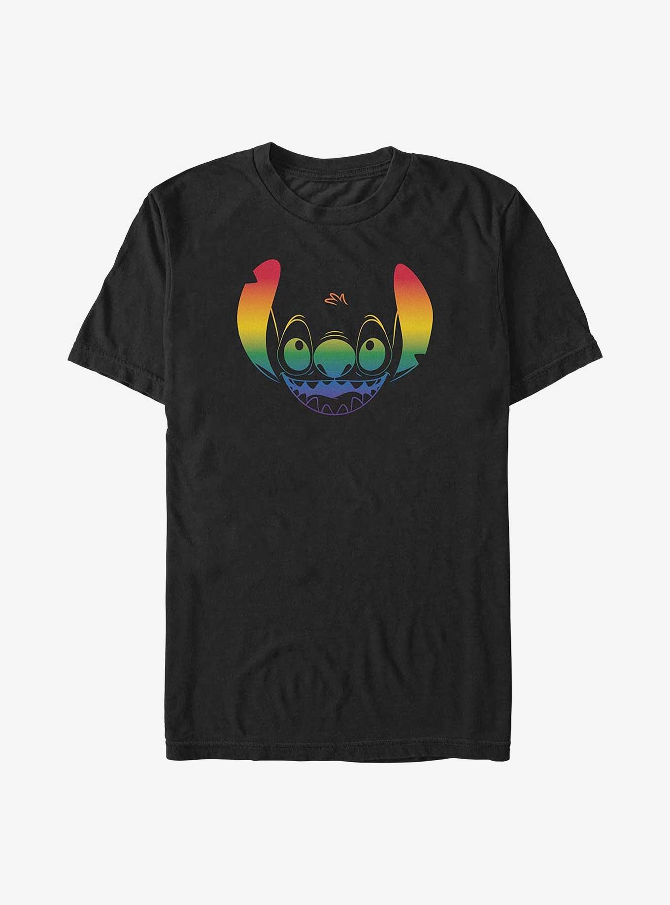 Disney Lilo & Stitch Big Face Stitch Rainbow Big & Tall T-Shirt, BLACK, hi-res