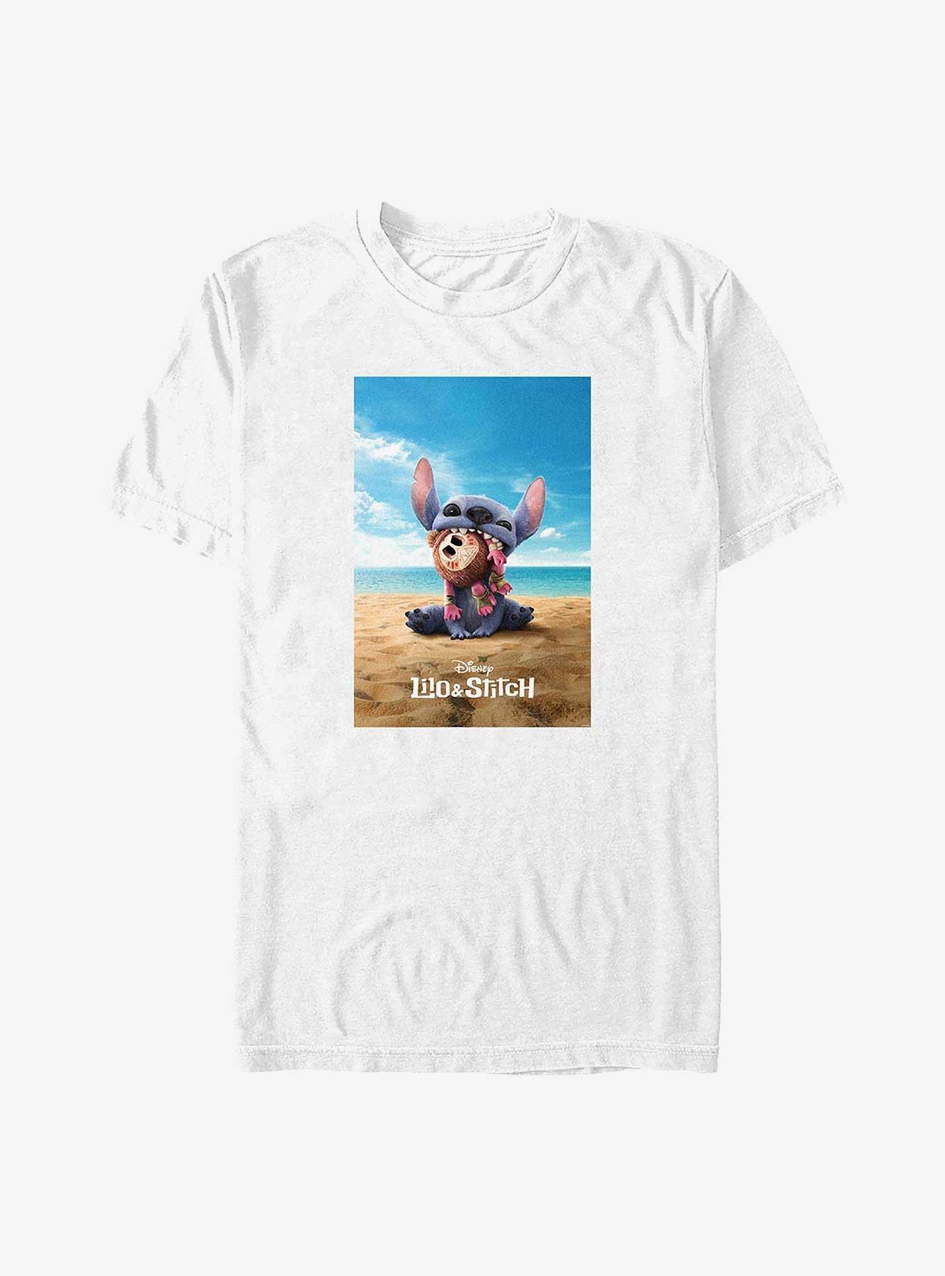Disney Lilo & Stitch Live Action Playing On The Beach Big & Tall T-Shirt, WHITE, hi-res