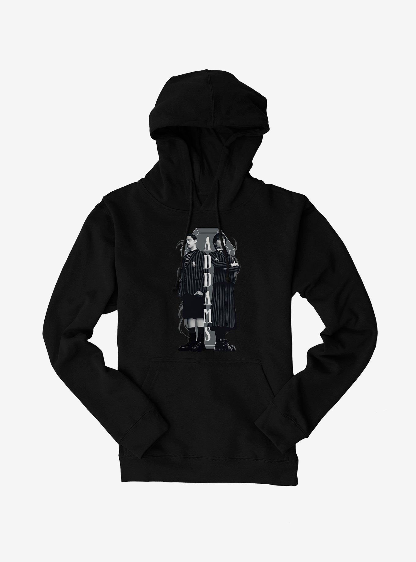 Wednesday and Pugsley Addams Siblings Hoodie, BLACK, hi-res