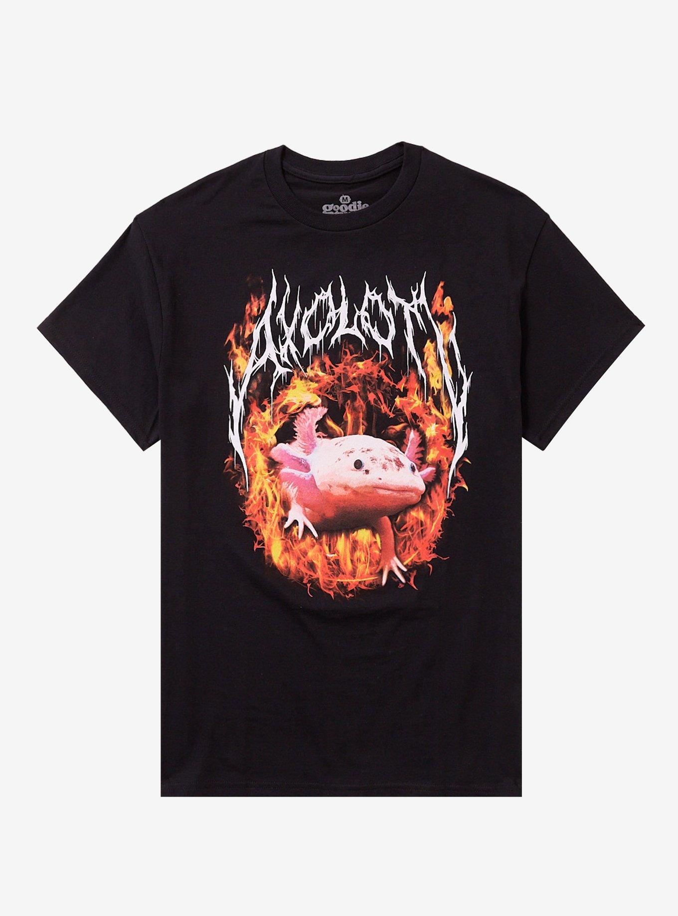 Axolotl Fire Metal T-Shirt By Goodie Two Sleeves, , hi-res
