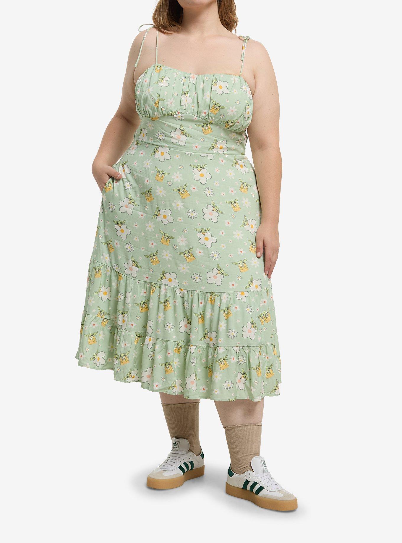 Her Universe Star Wars The Mandalorian Grogu Floral Dress Plus Size Her Universe Exclusive, , hi-res