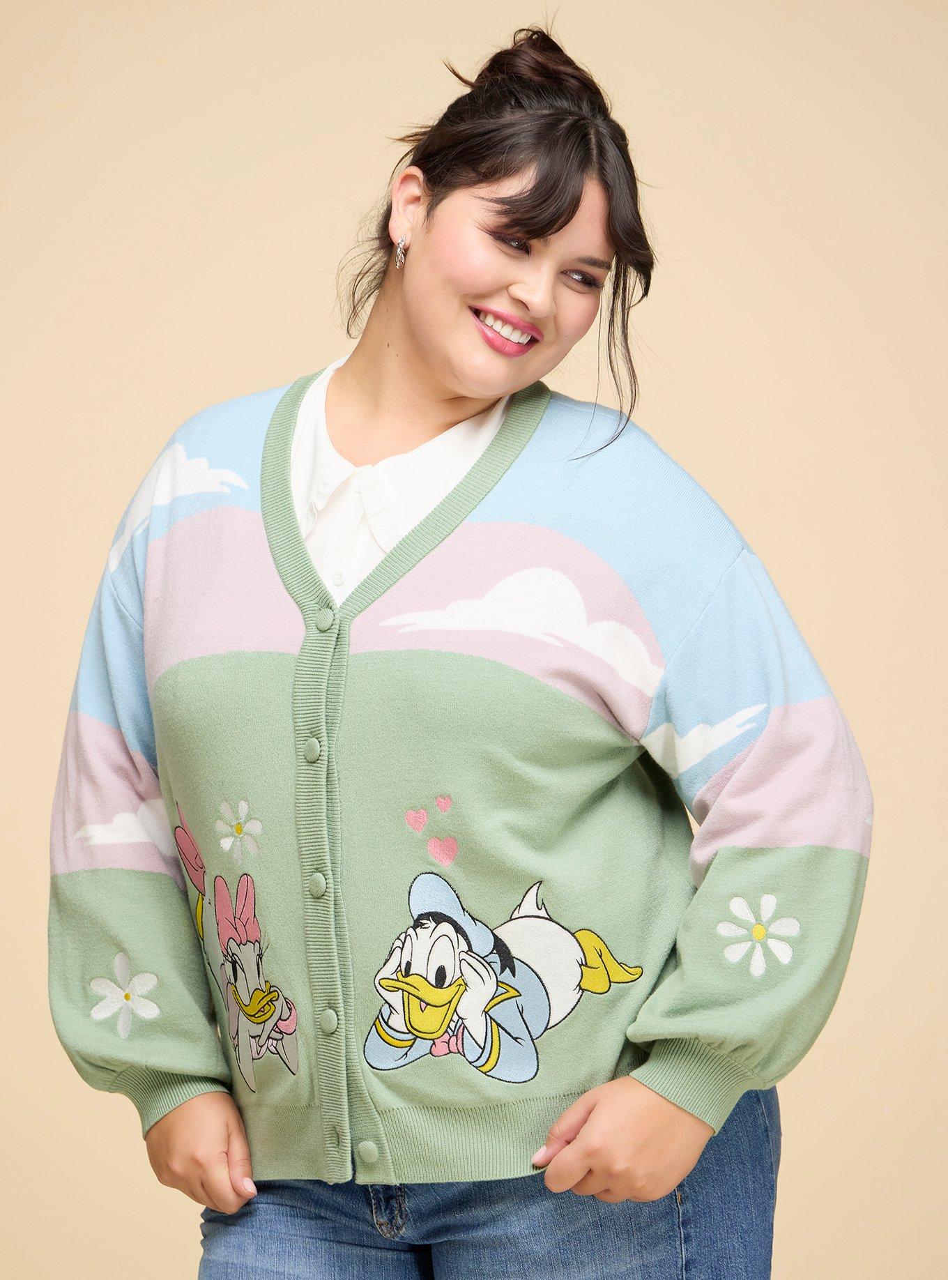 Her Universe Disney Donald Duck & Daisy Intarsia Cardigan Plus Size Her Universe Exclusive, , hi-res