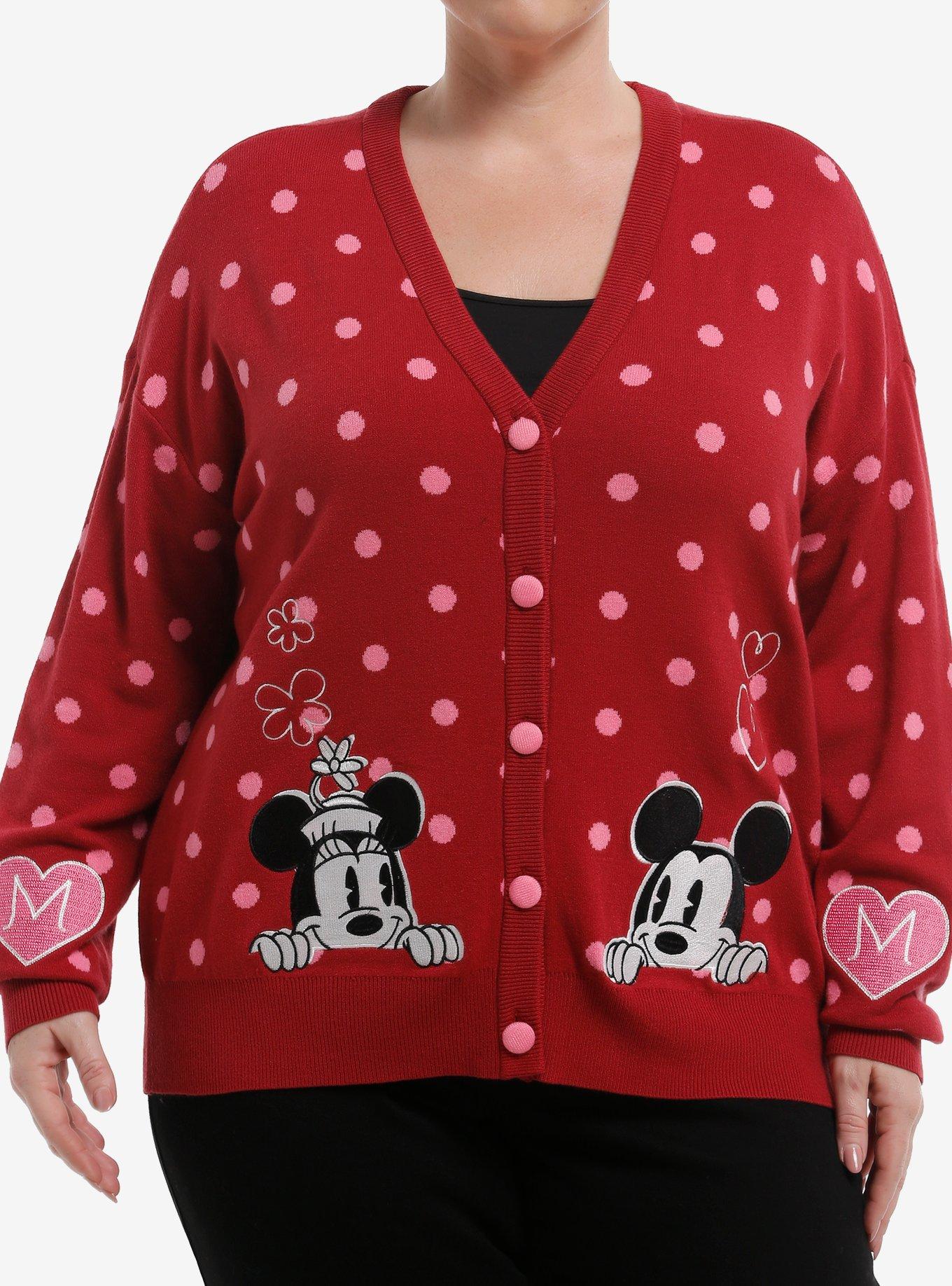 Her Universe Disney Mickey Mouse & Minnie Mouse Polka Dot Cardigan Plus Size Her Universe Exclusive, , hi-res