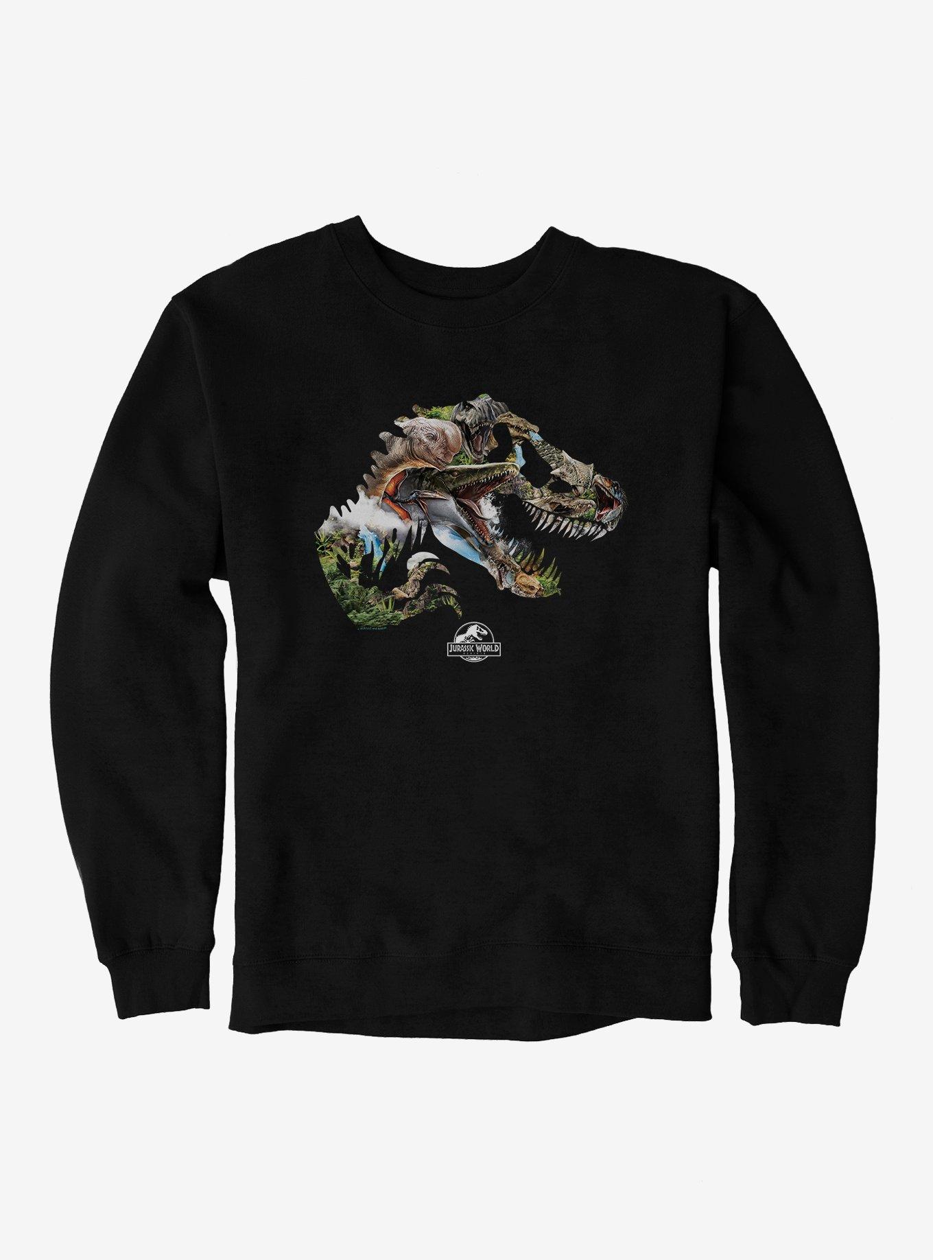Jurassick World Rebirth Dinosaur Collage Logo Sweatshirt, , hi-res