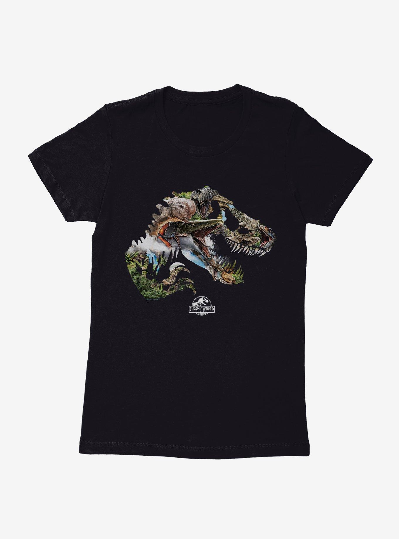 Jurassic World Rebirth Dinosaur Collage Logo Womens T-Shirt, , hi-res