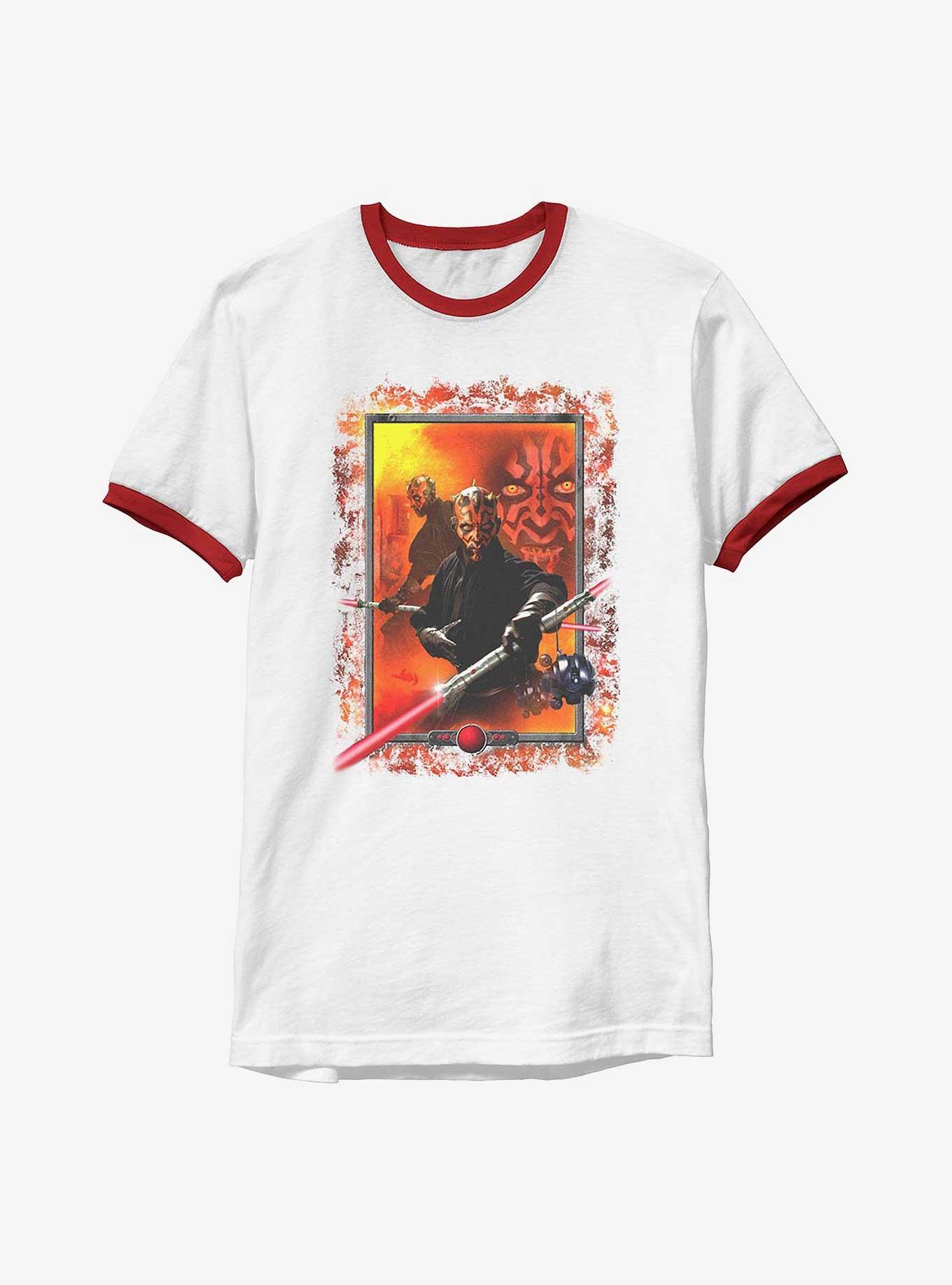 Star Wars Maul Frame Ringer T-Shirt, WHITE  RED, hi-res