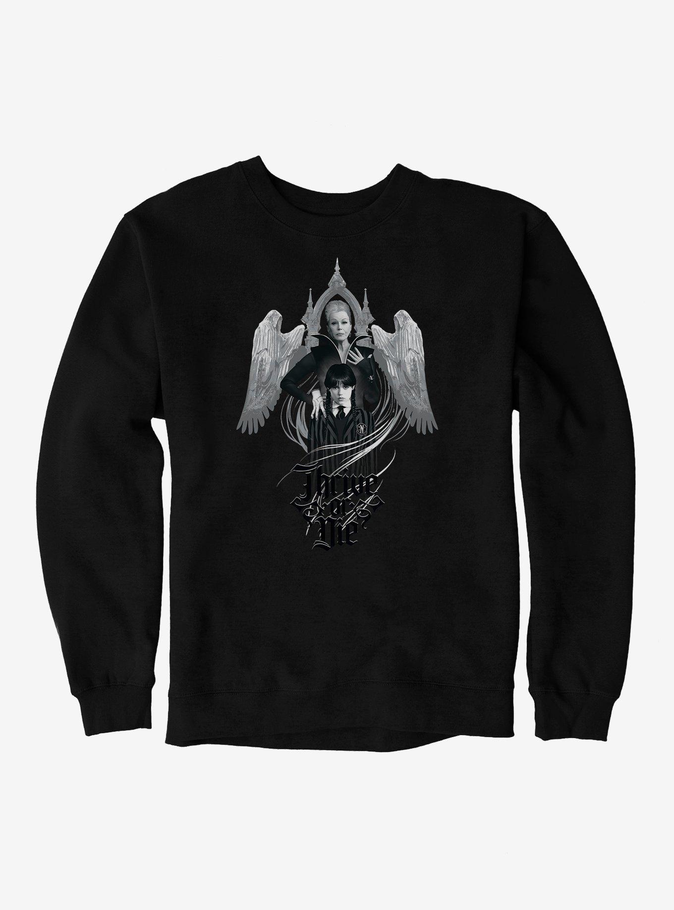 Wednesday Thrive Or Die Sweatshirt, BLACK, hi-res