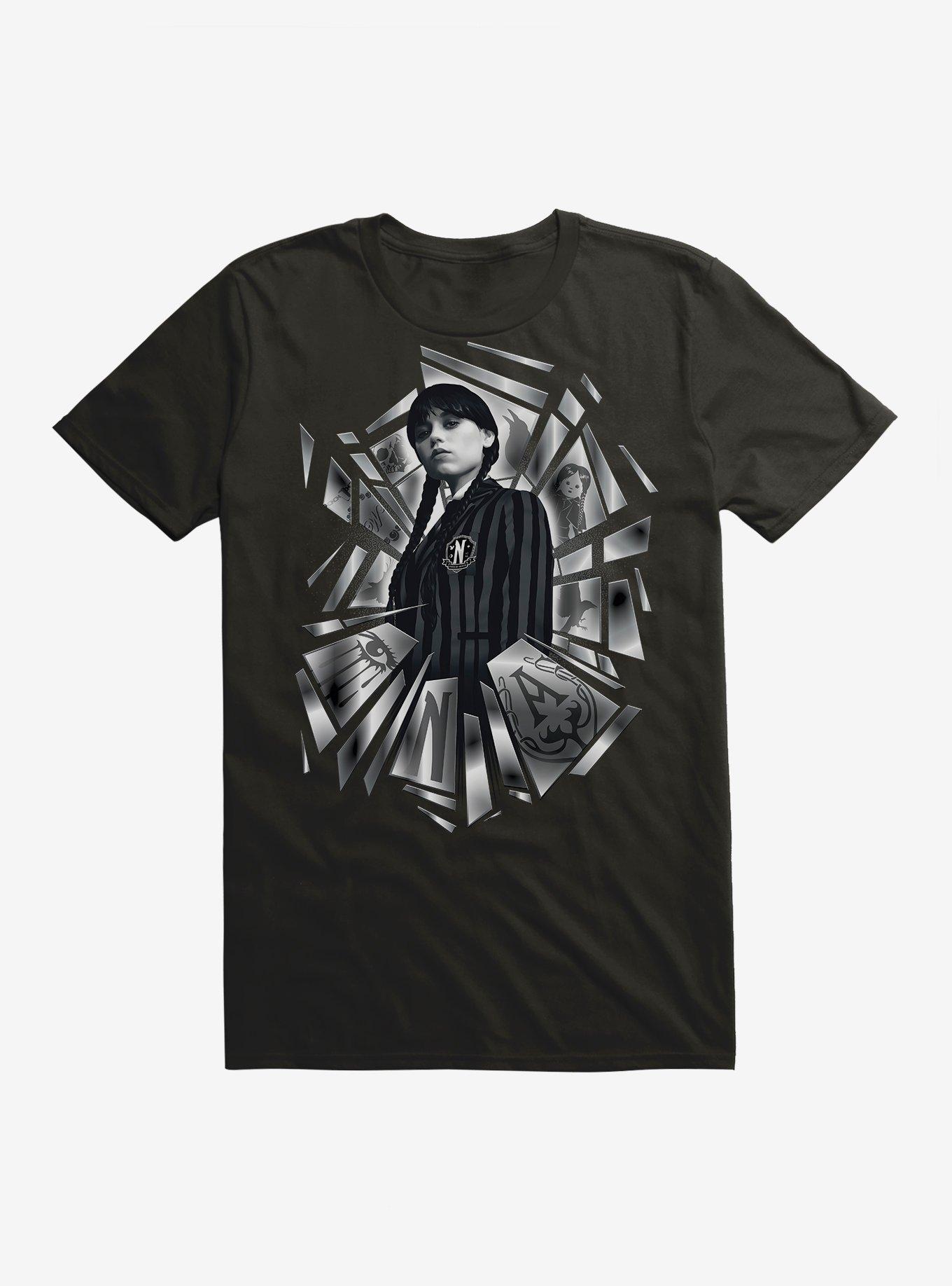 Wednesday Shatter Collage T-Shirt, BLACK, hi-res